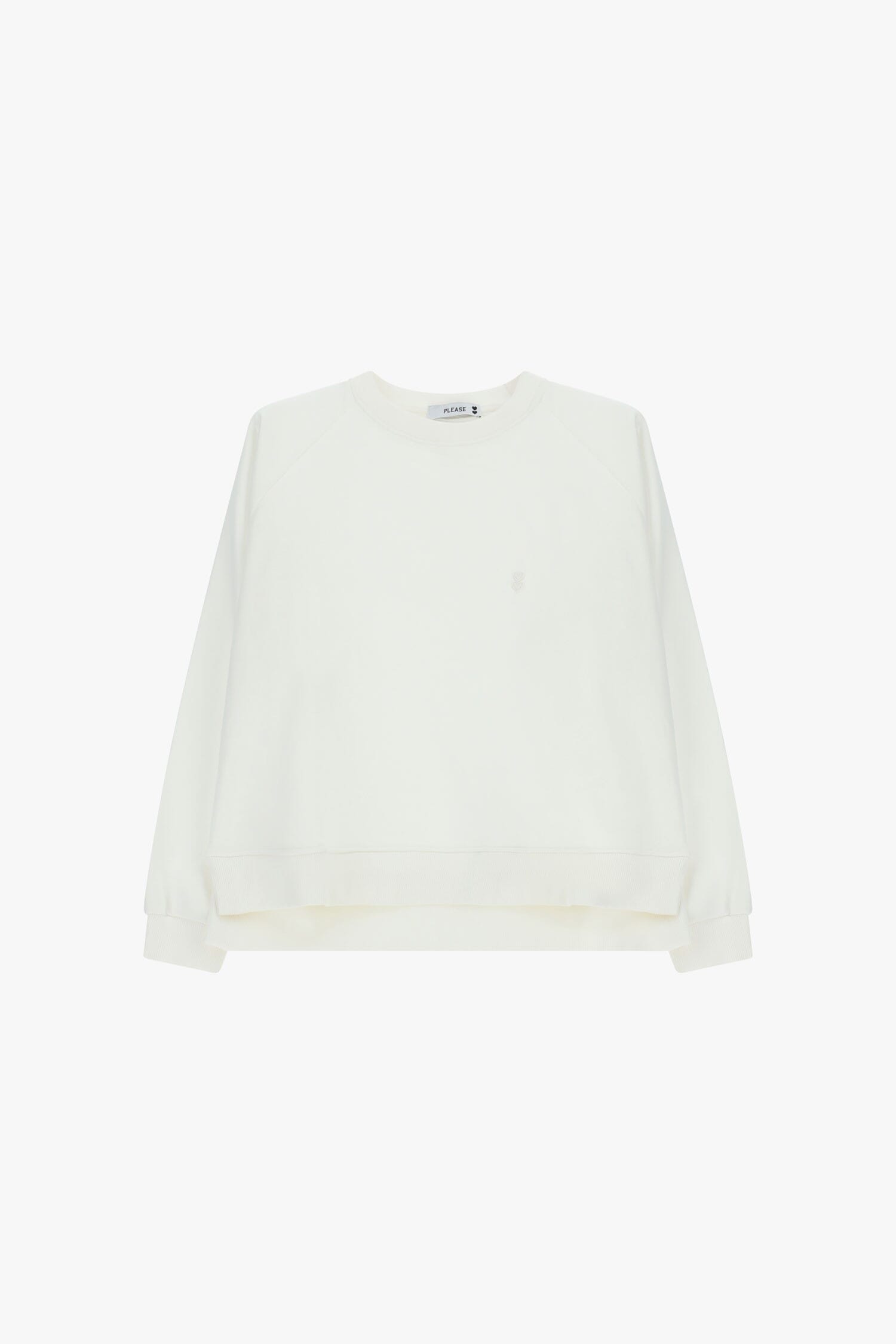 Crewneck Sweatshirt With Embroidered Heart Detail Please