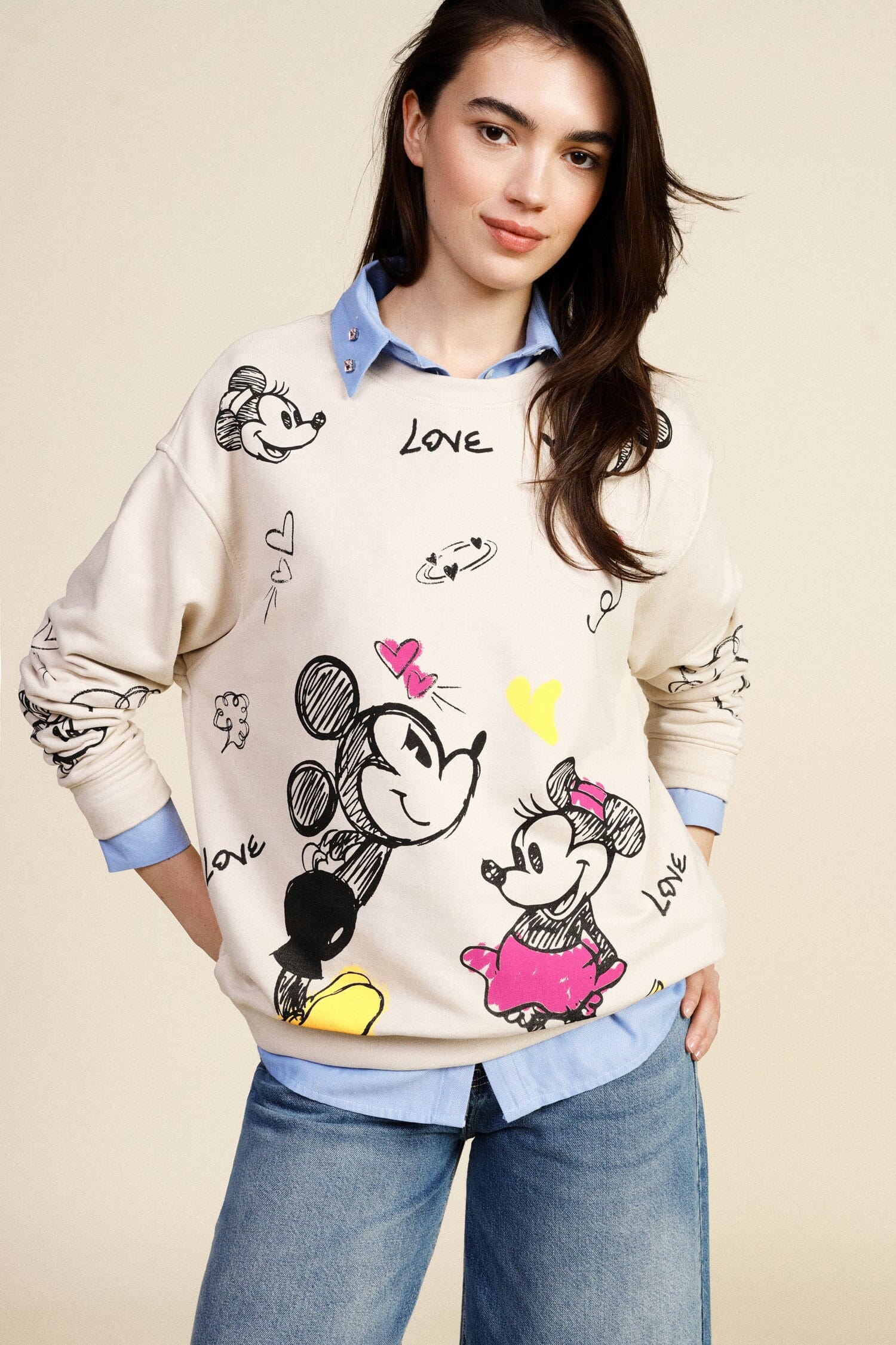 Sweatshirt Crew-neck Cartoon Print Coloured Details Dixie