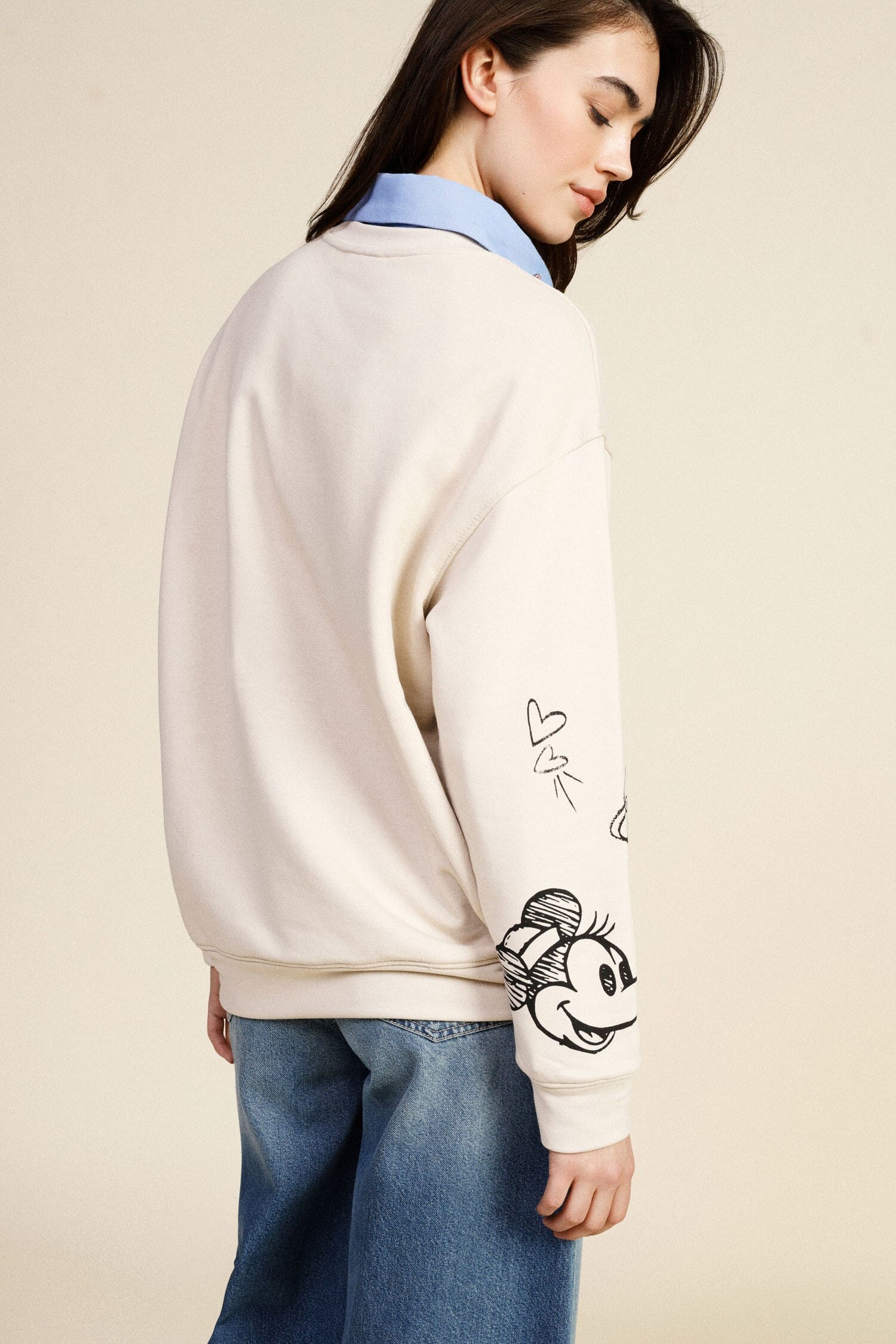 Sweatshirt Crew-neck Cartoon Print Coloured Details Dixie