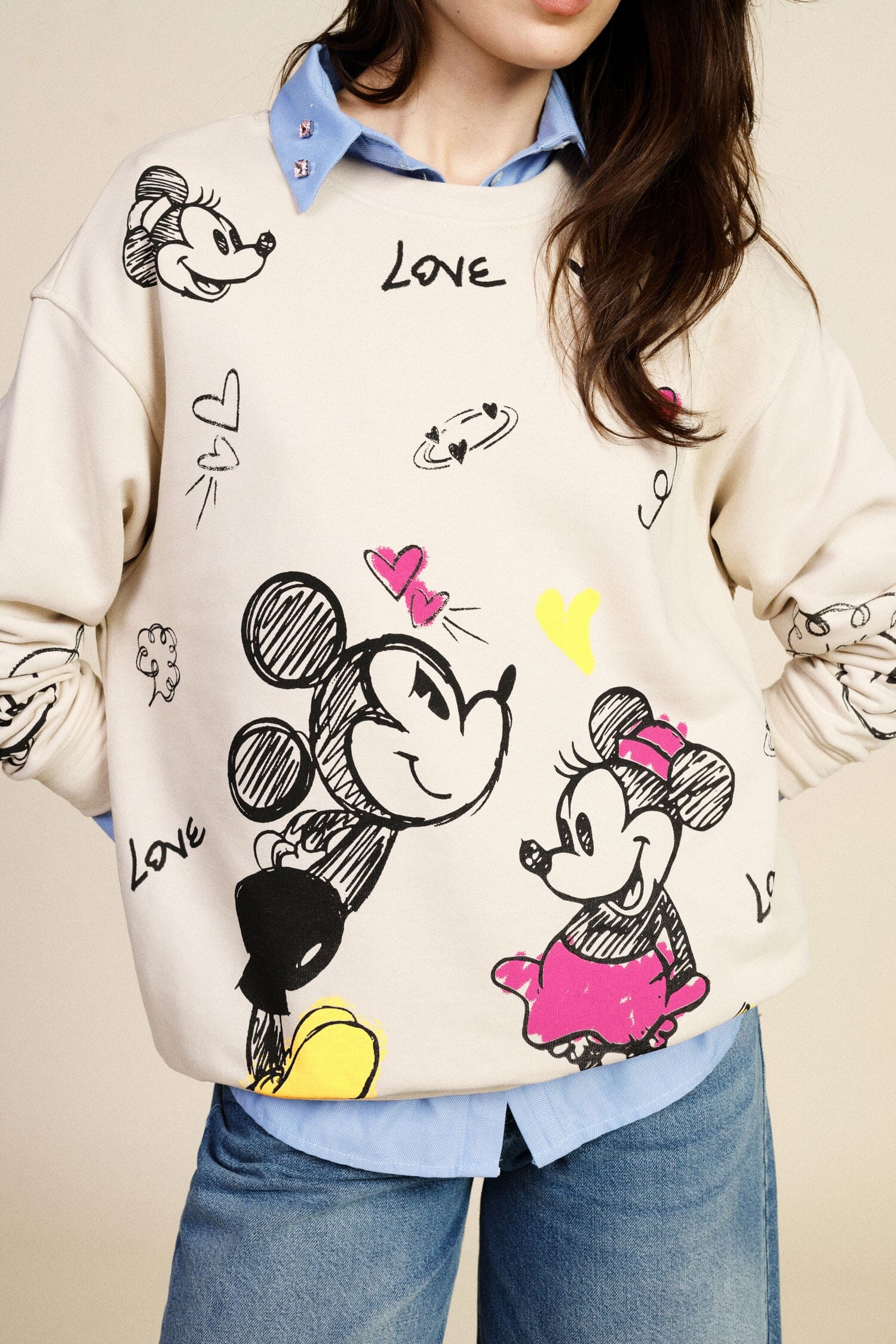 Sweatshirt Crew-neck Cartoon Print Coloured Details Dixie