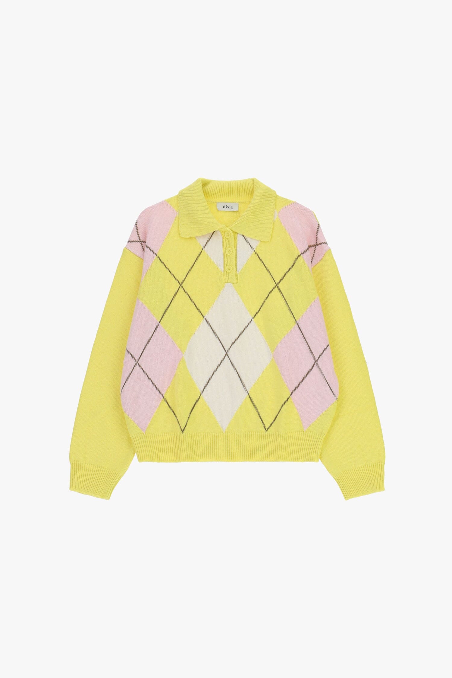 Rhombus Sweater With Dixie Collar And Buttons