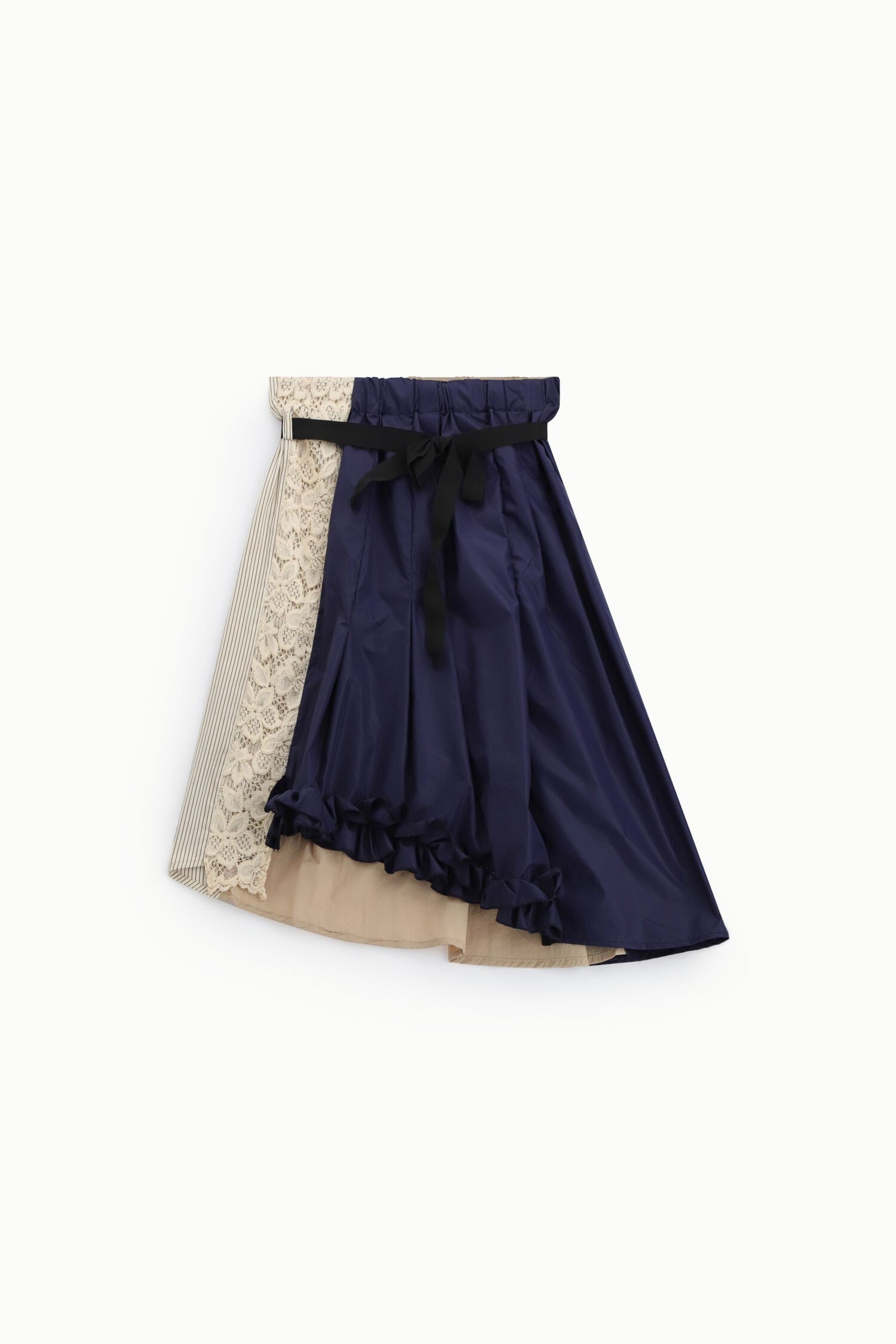 Patchwork Midi Skirt With Ruffles And Dixie Belt