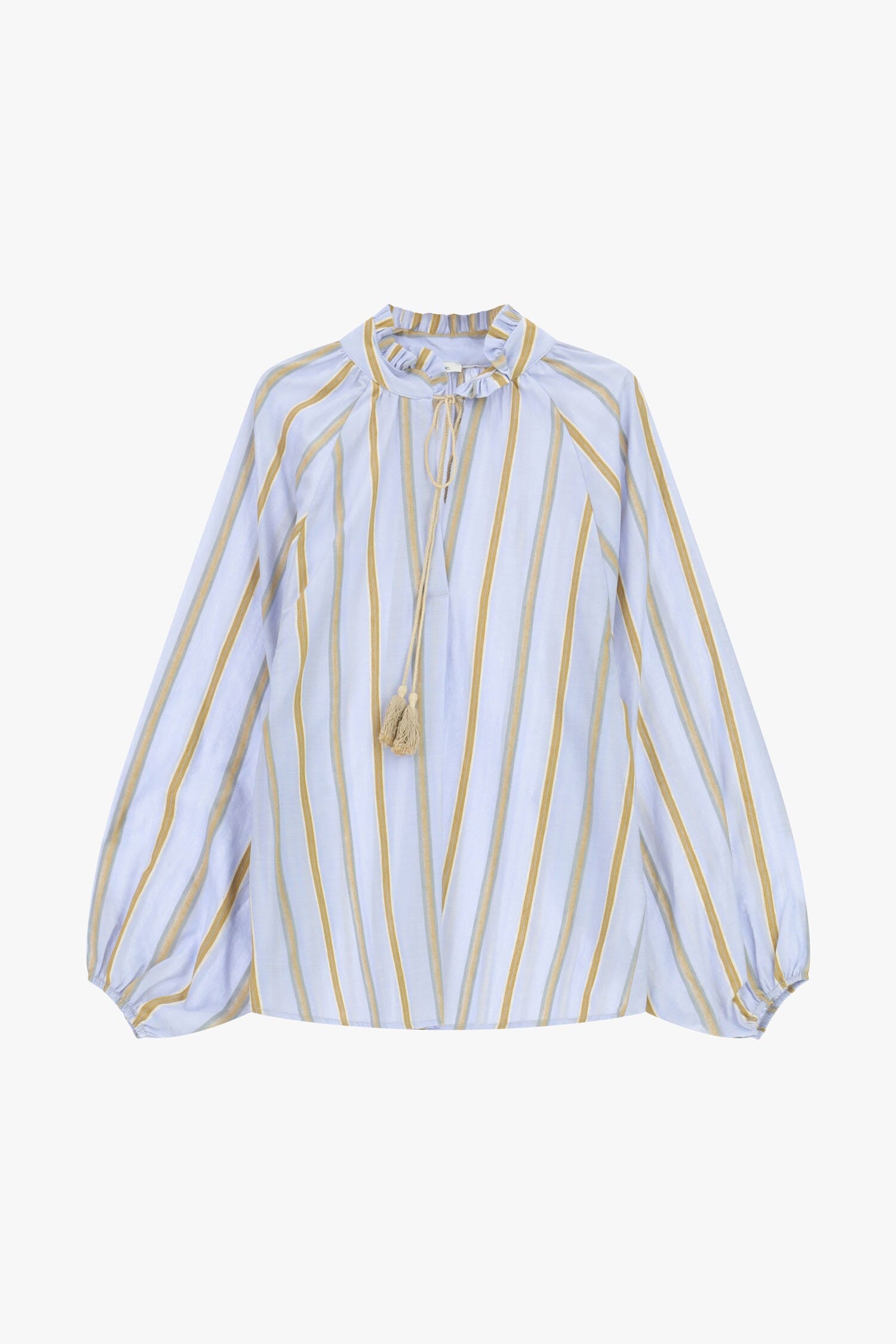 Striped Blouse With Wide Sleeves And Dixie Strap