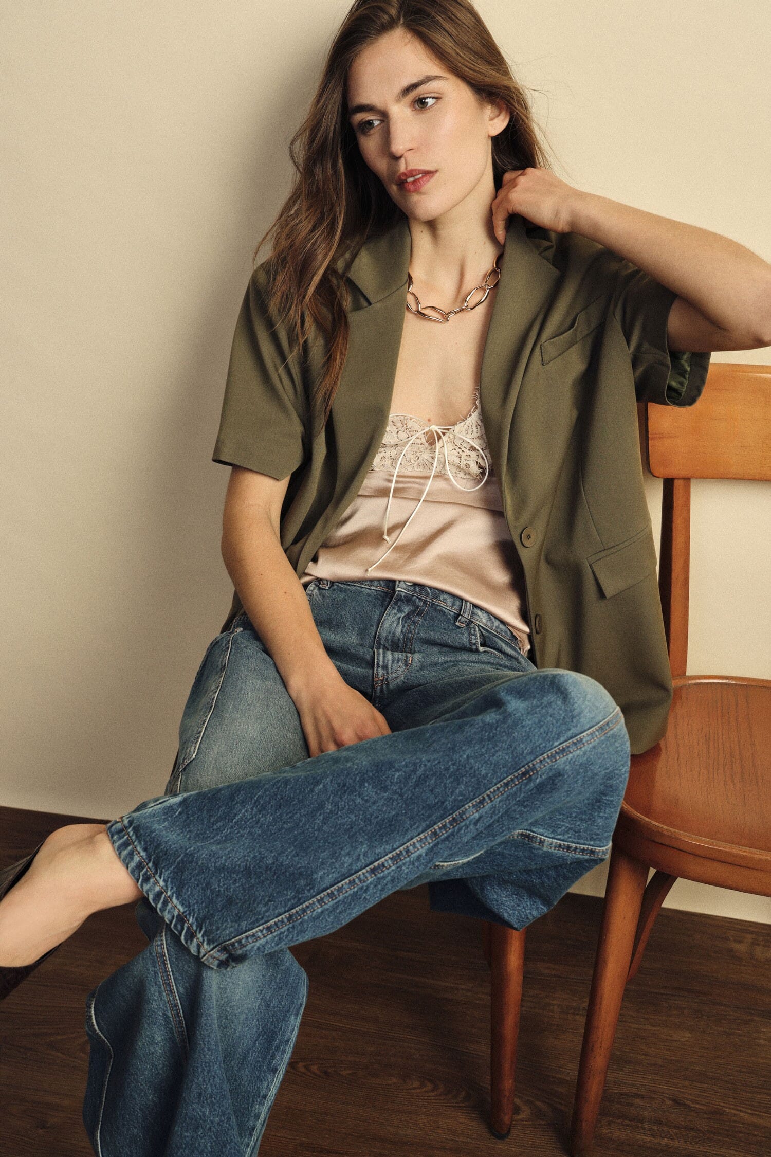 Blazer Maniche Corte Con Tasche A Filetto Dixie