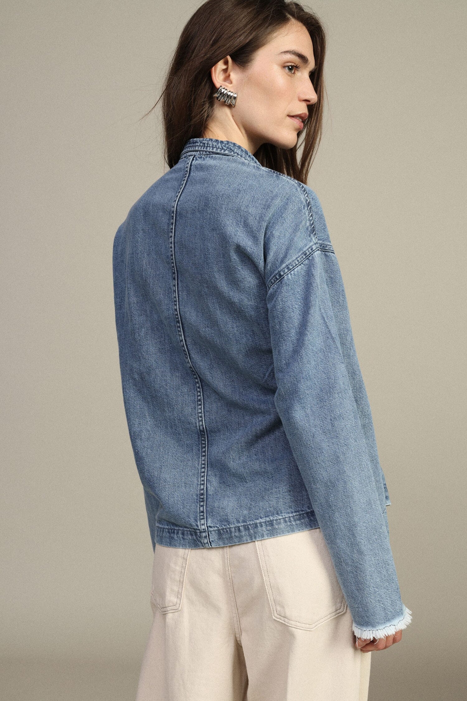Denim Jacket Con Chiusura Incrociata E Taschino Dixie