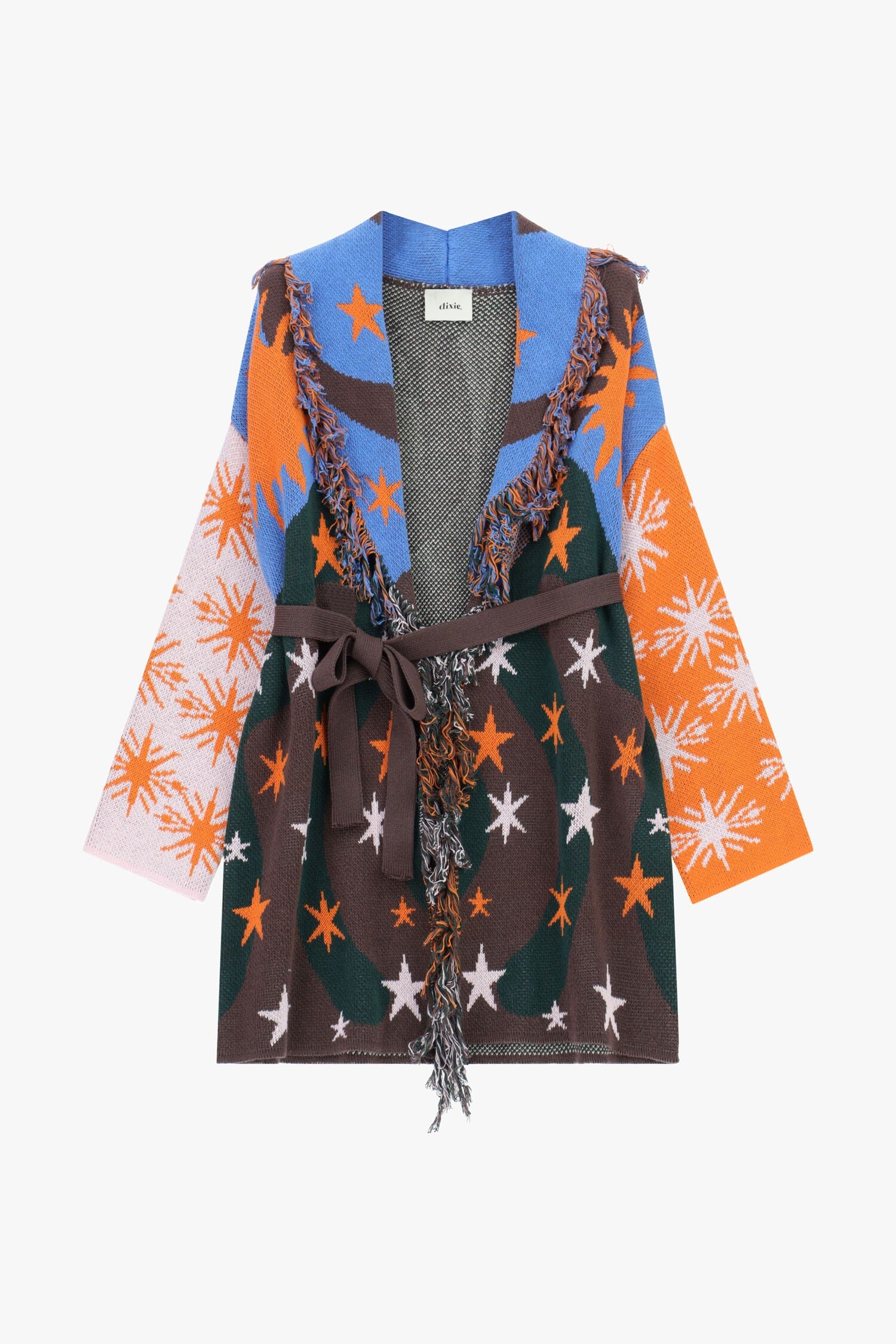 Star Pattern Cardigan With Belt And Fringes Dixie