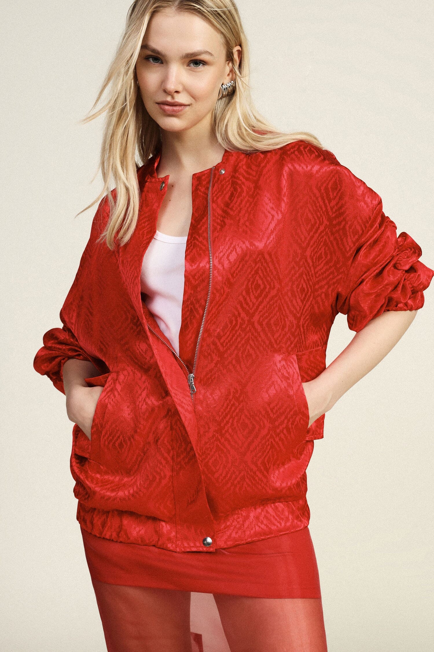 Blouson bombardier surdimensionné avec poches et fermeture à boutons-pression Dixie