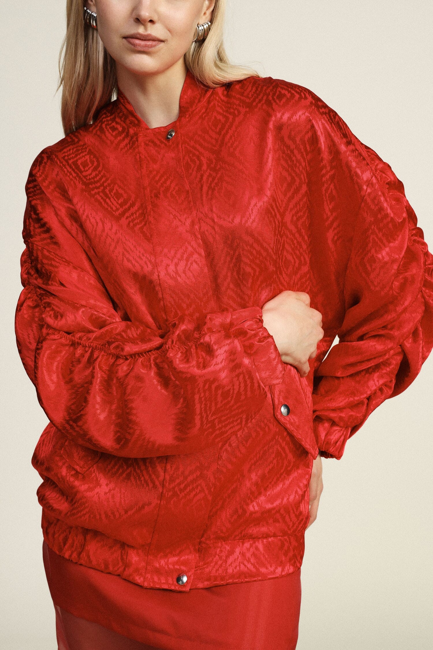 Blouson bombardier surdimensionné avec poches et fermeture à boutons-pression Dixie