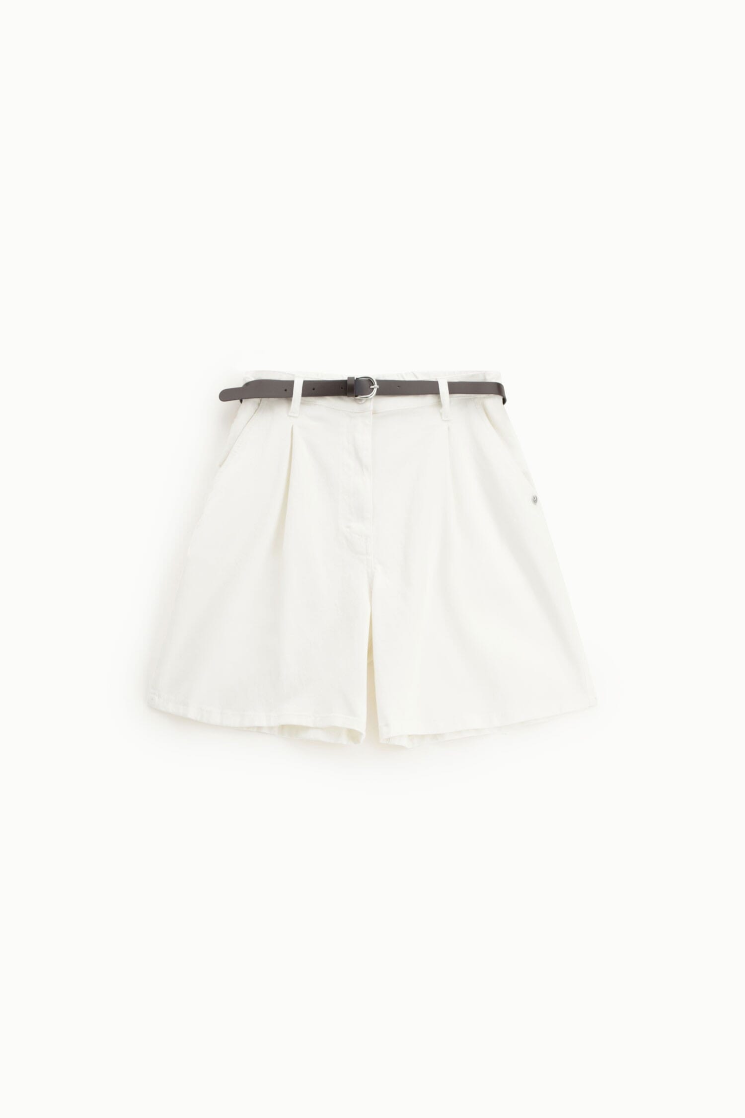 Regular-Fit Shorts With Pleats And Please Belt