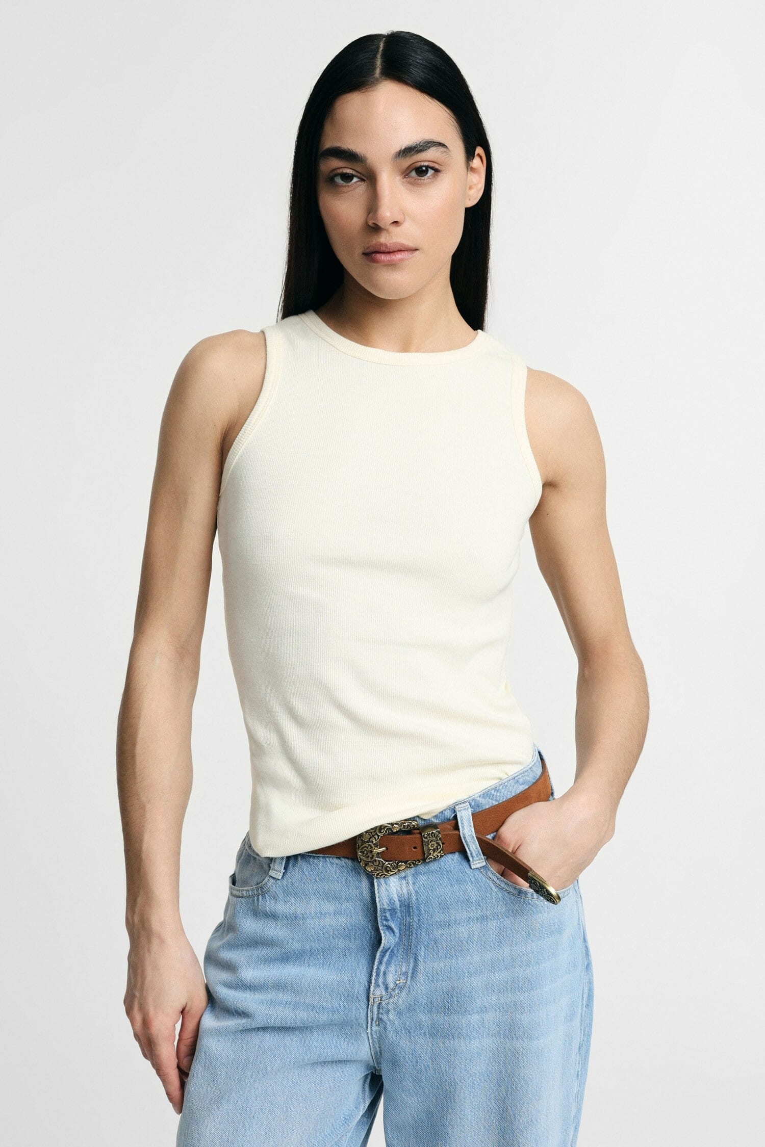 Sleeveless Crew Neck Top FitExc3\Xa0 Regular Please
