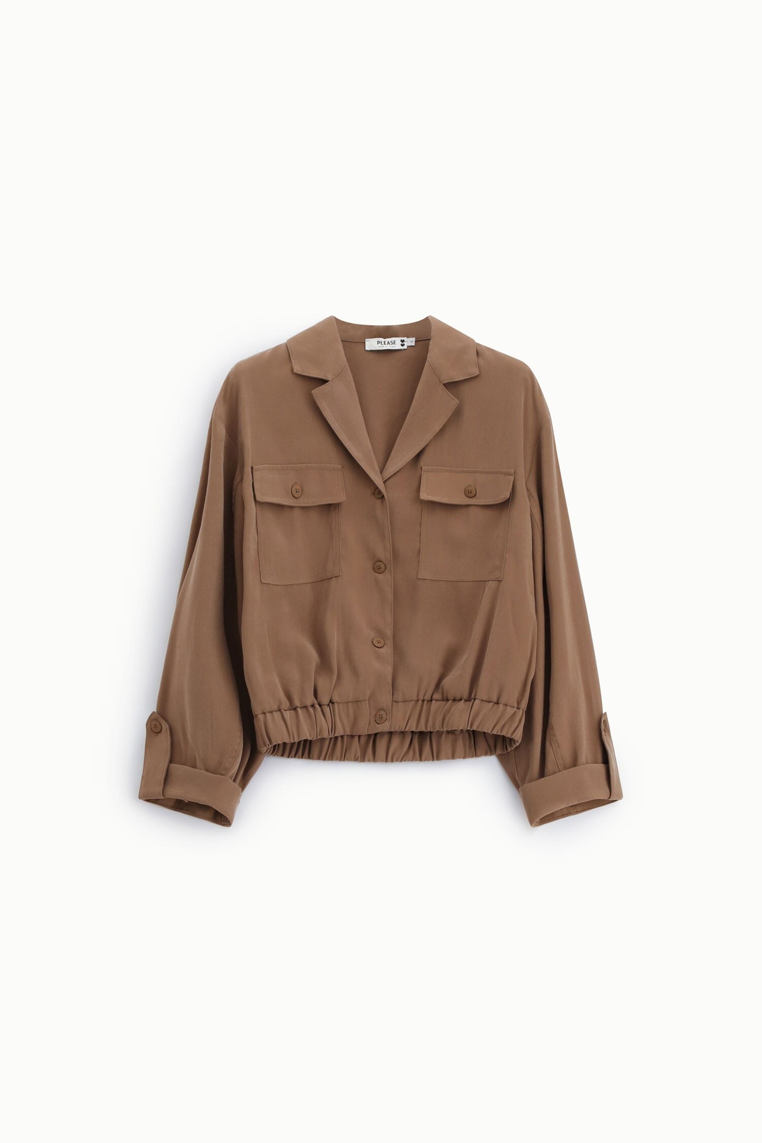 Cropped Shirt With Front Pockets And Button Closure Please