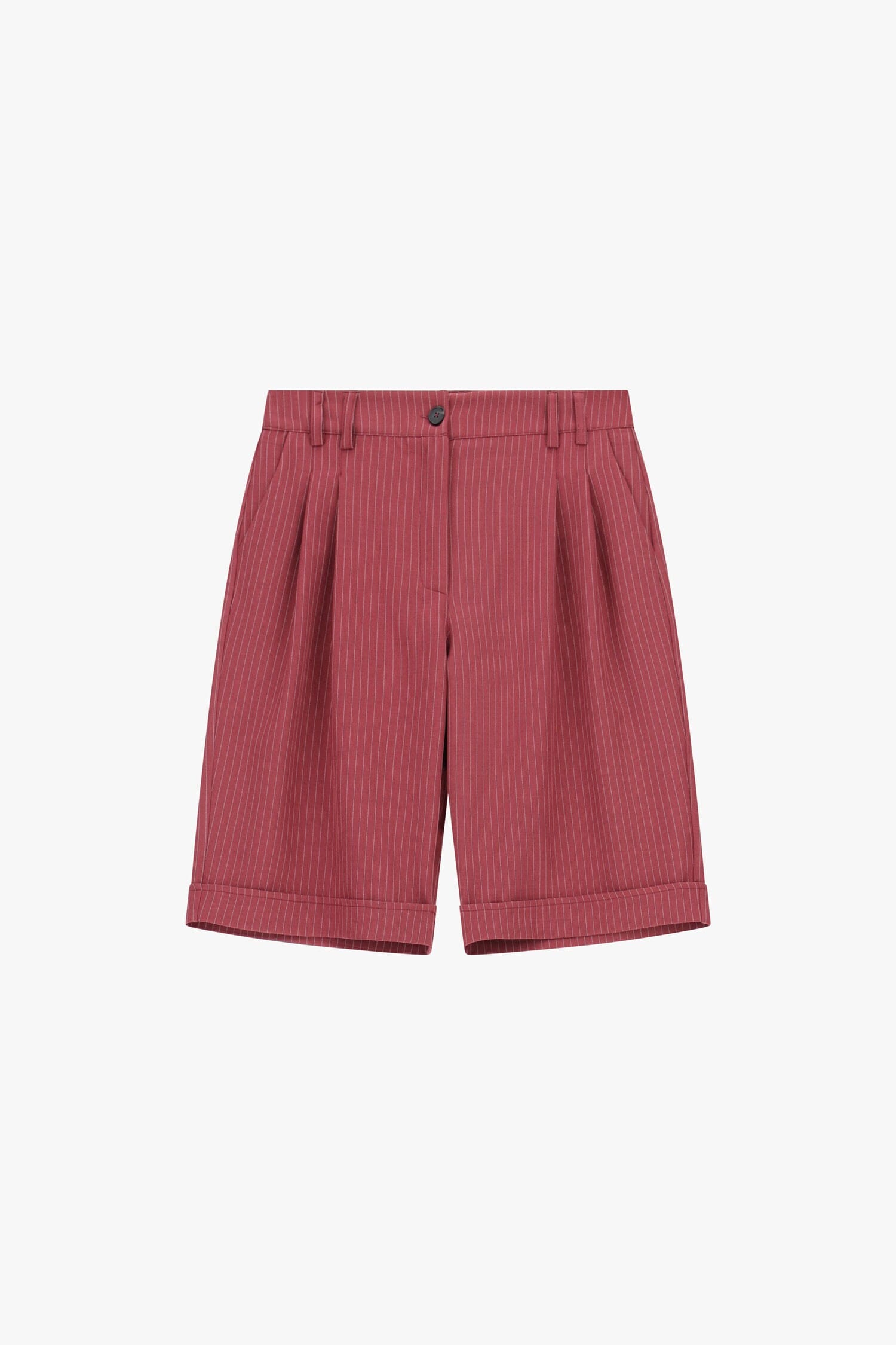 Bermuda à coupe régulière avec plis et rayures Please