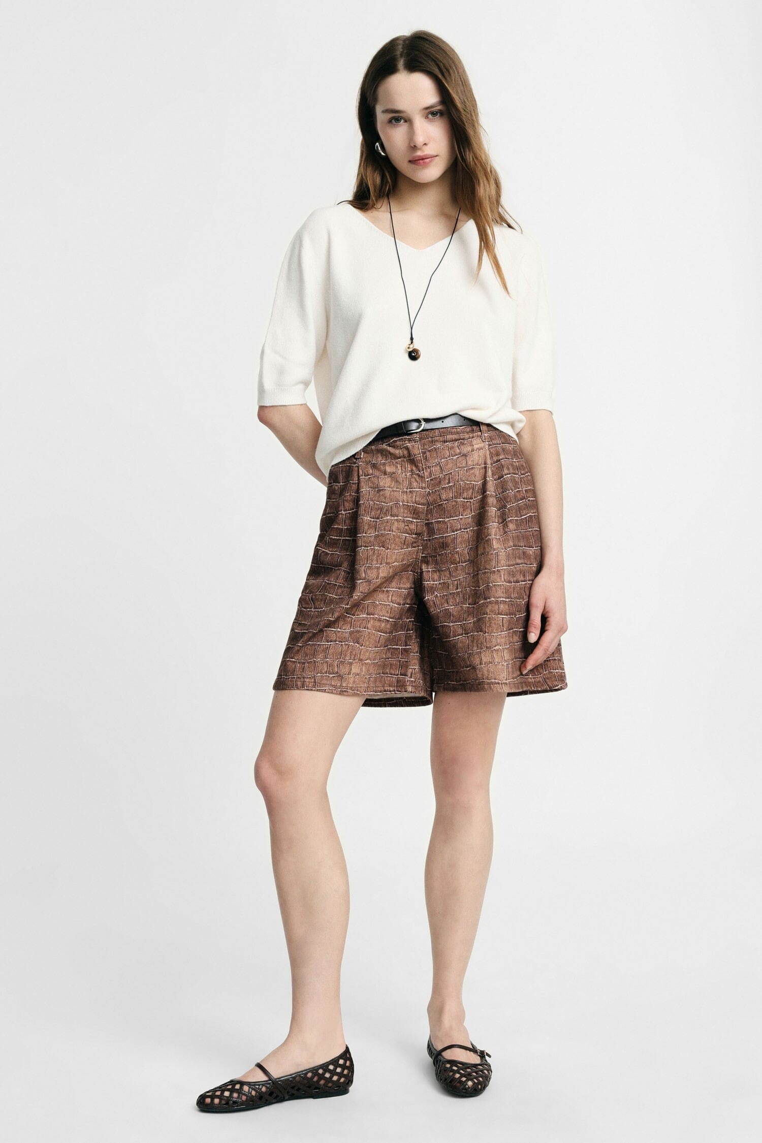 Bermuda avec ceinture et imprimé crocodile Please