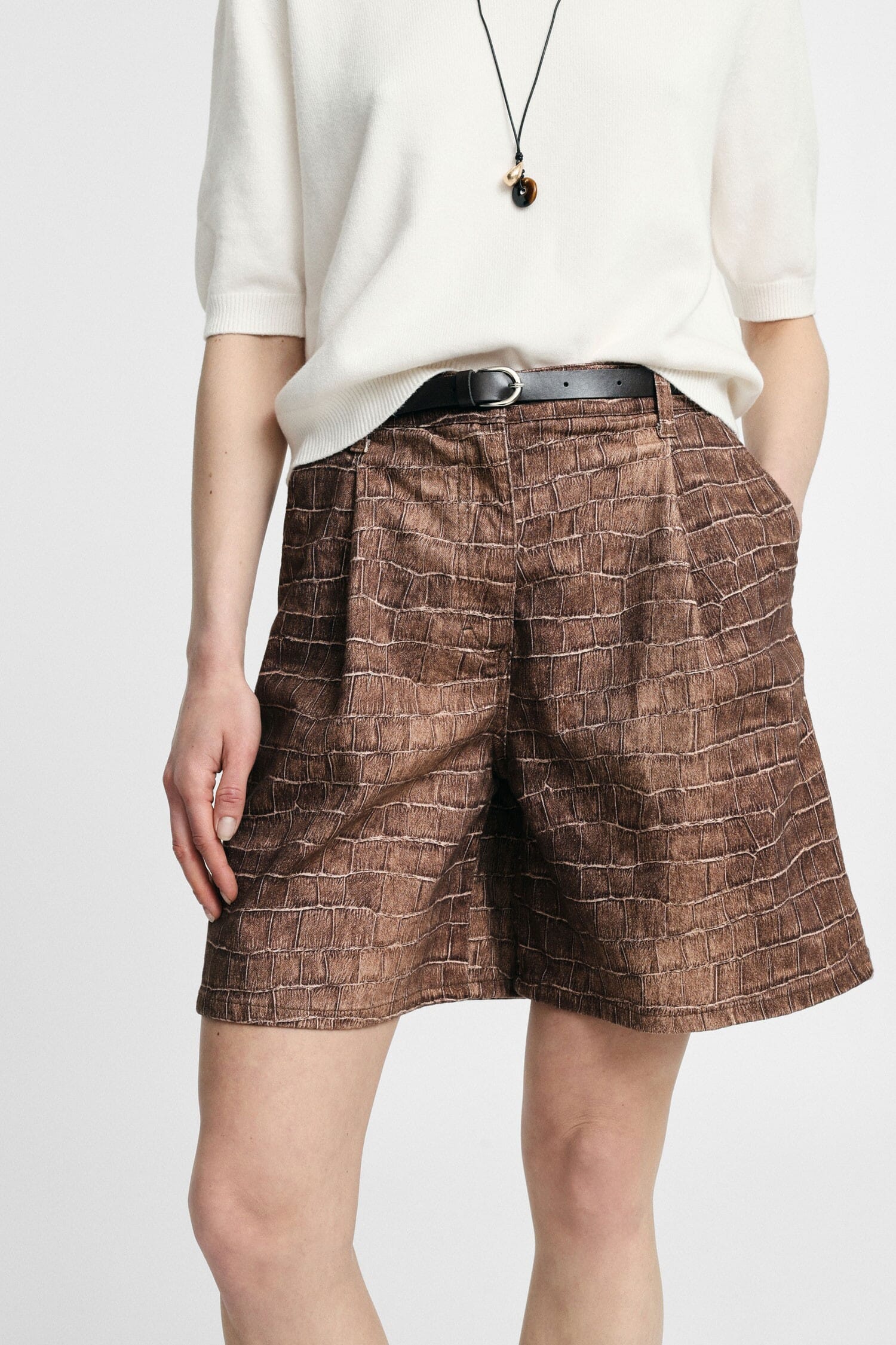 Bermuda avec ceinture et imprimé crocodile Please