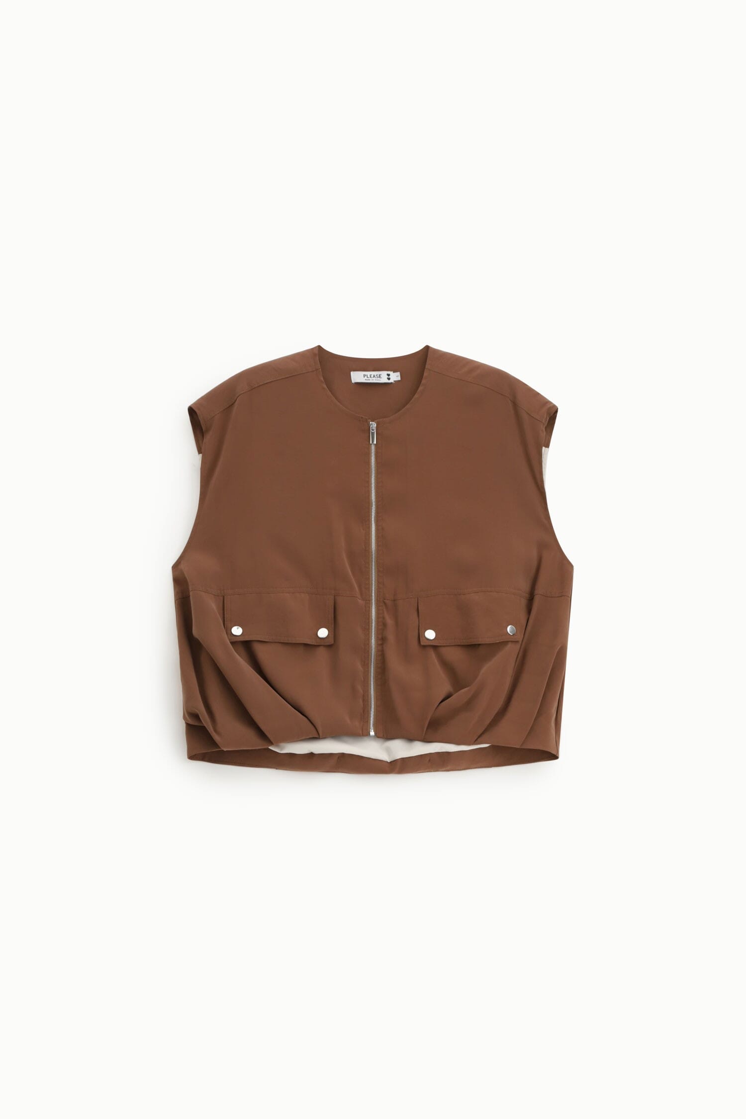 Gilet Corto Con Zip E Tasche Frontali Please