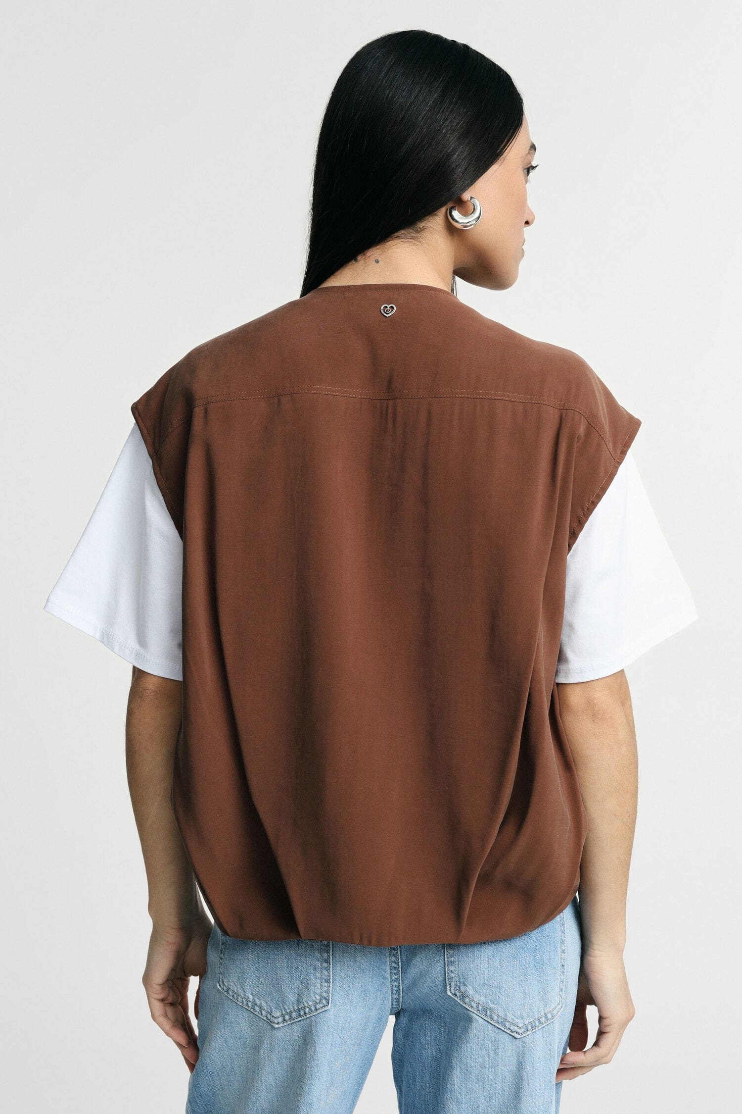 Gilet Corto Con Zip E Tasche Frontali Please