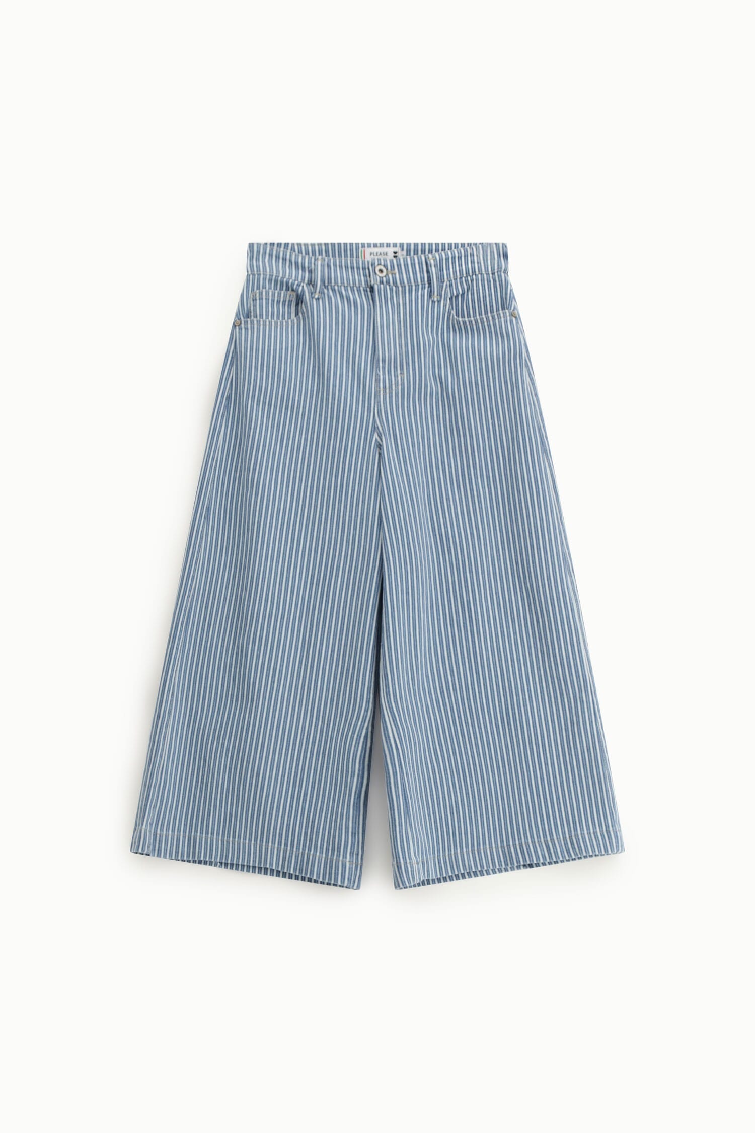 Cropped Wide Leg Striped Jeans Please