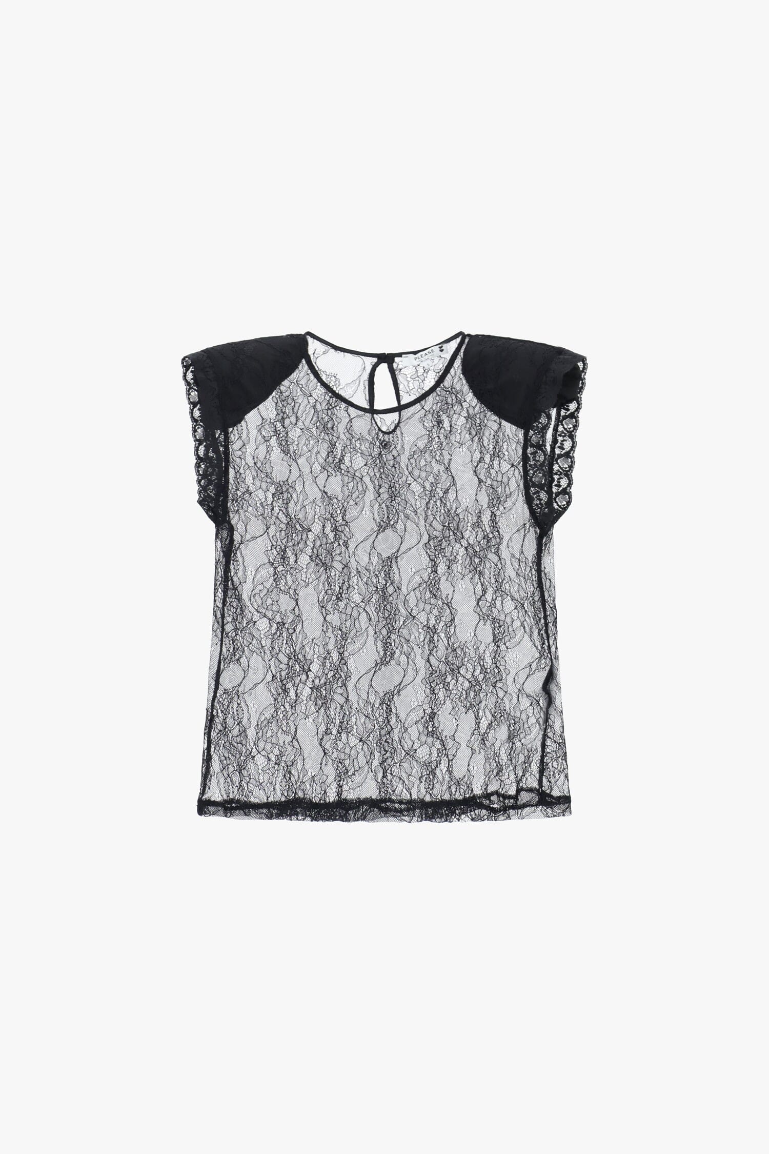 Transparent Lace Top With Short Sleeves Please