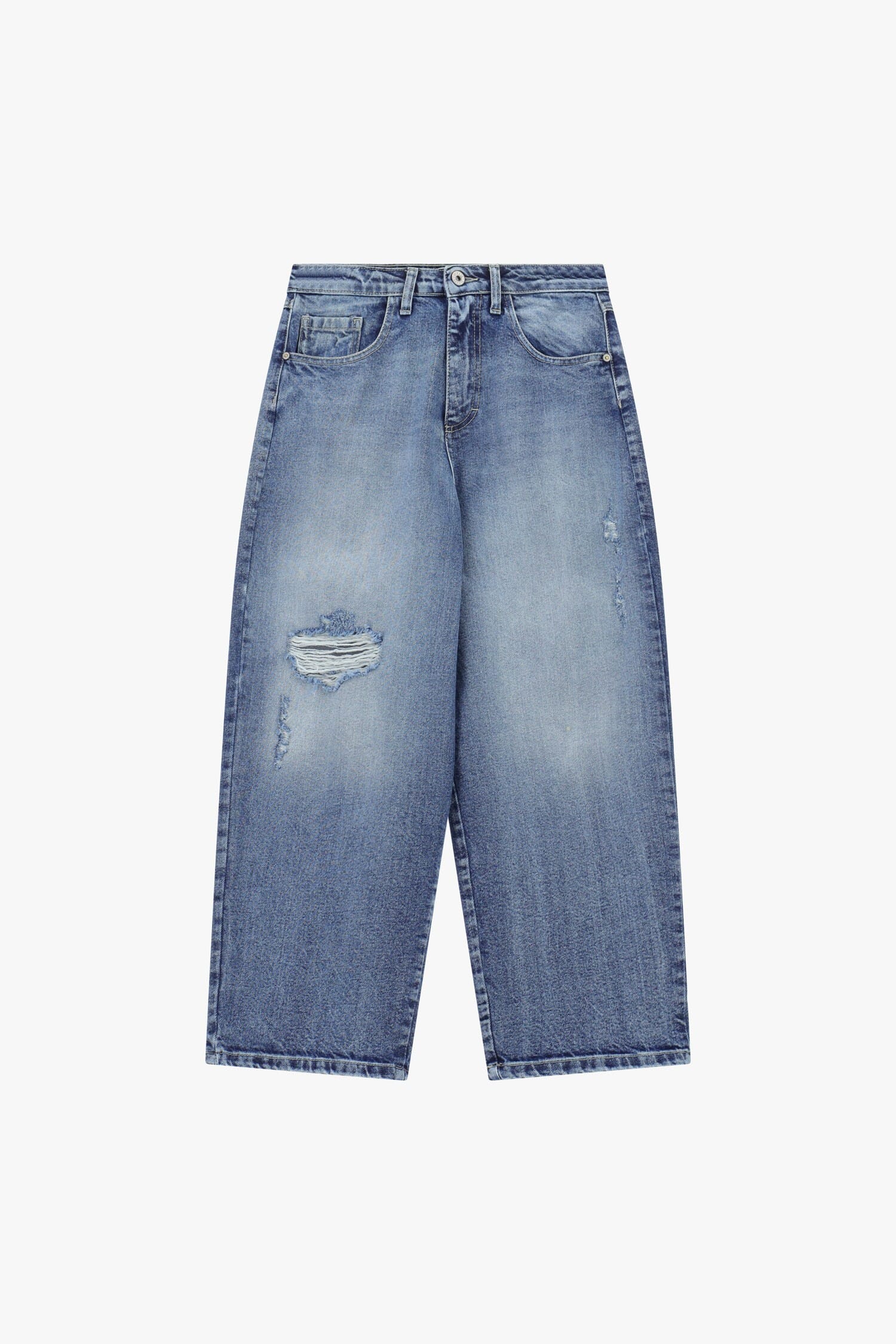 Wide Leg Jeans With Distressed Details Please