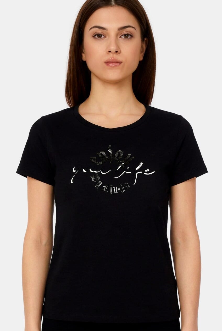 T-Shirt Con Logo E Stampa Liu Jo