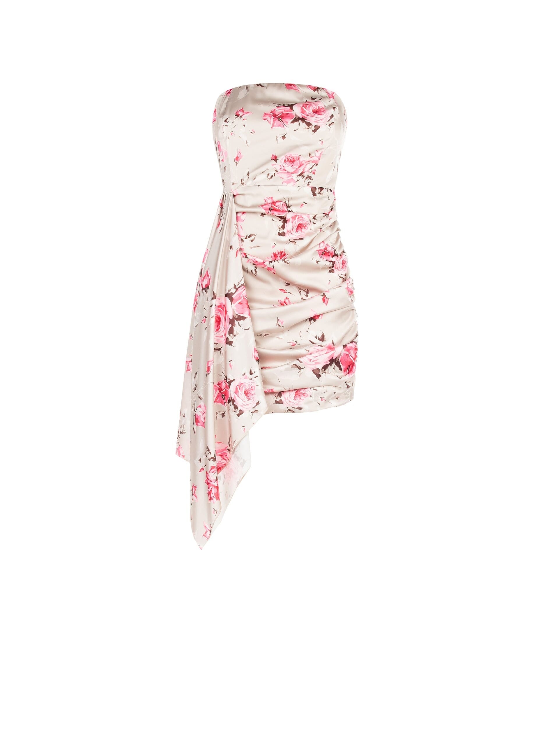 Rose Motif Short Dress With Maxi Ruffle Rinascimento