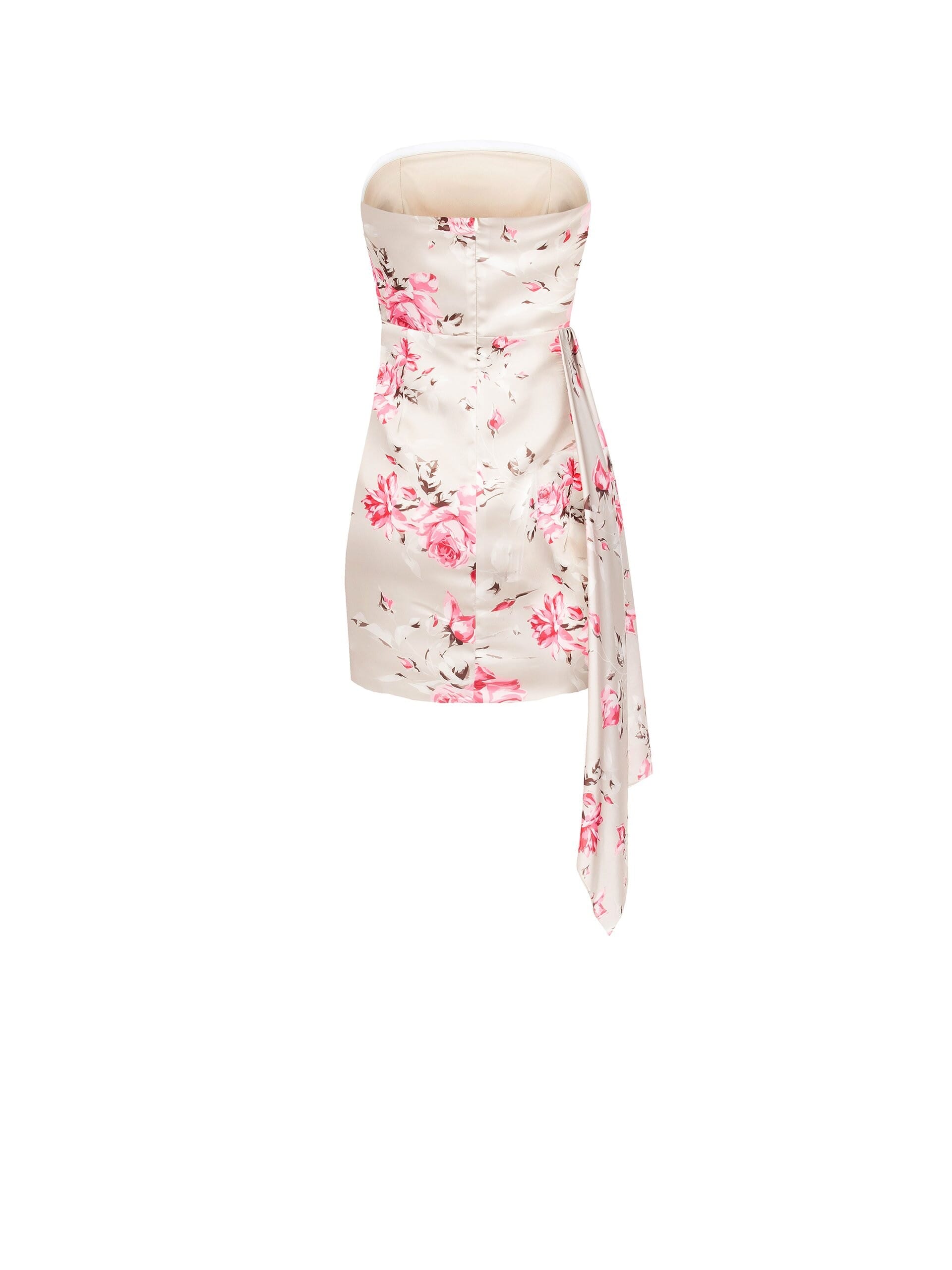 Rose Motif Short Dress With Maxi Ruffle Rinascimento