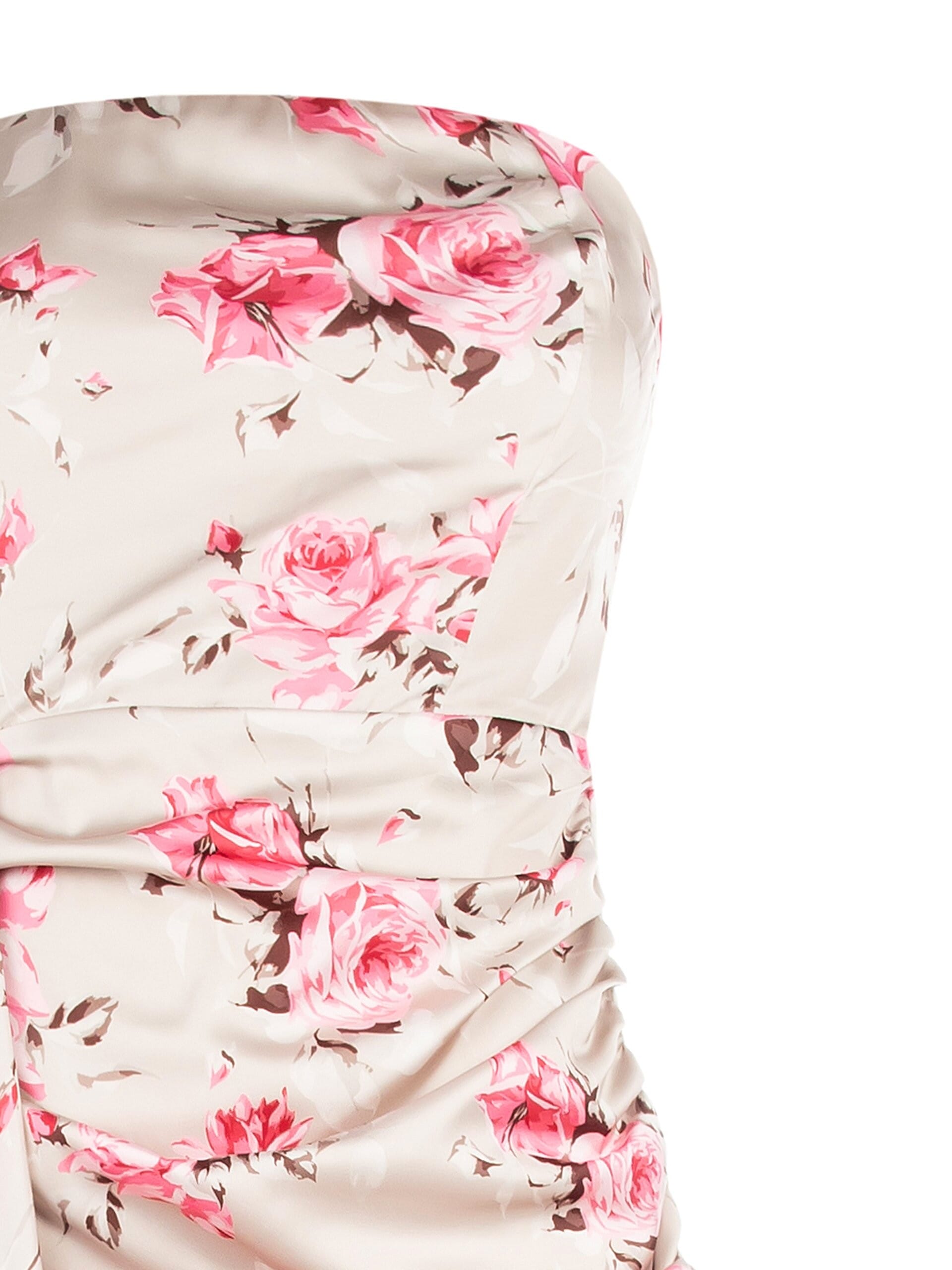 Rose Motif Short Dress With Maxi Ruffle Rinascimento