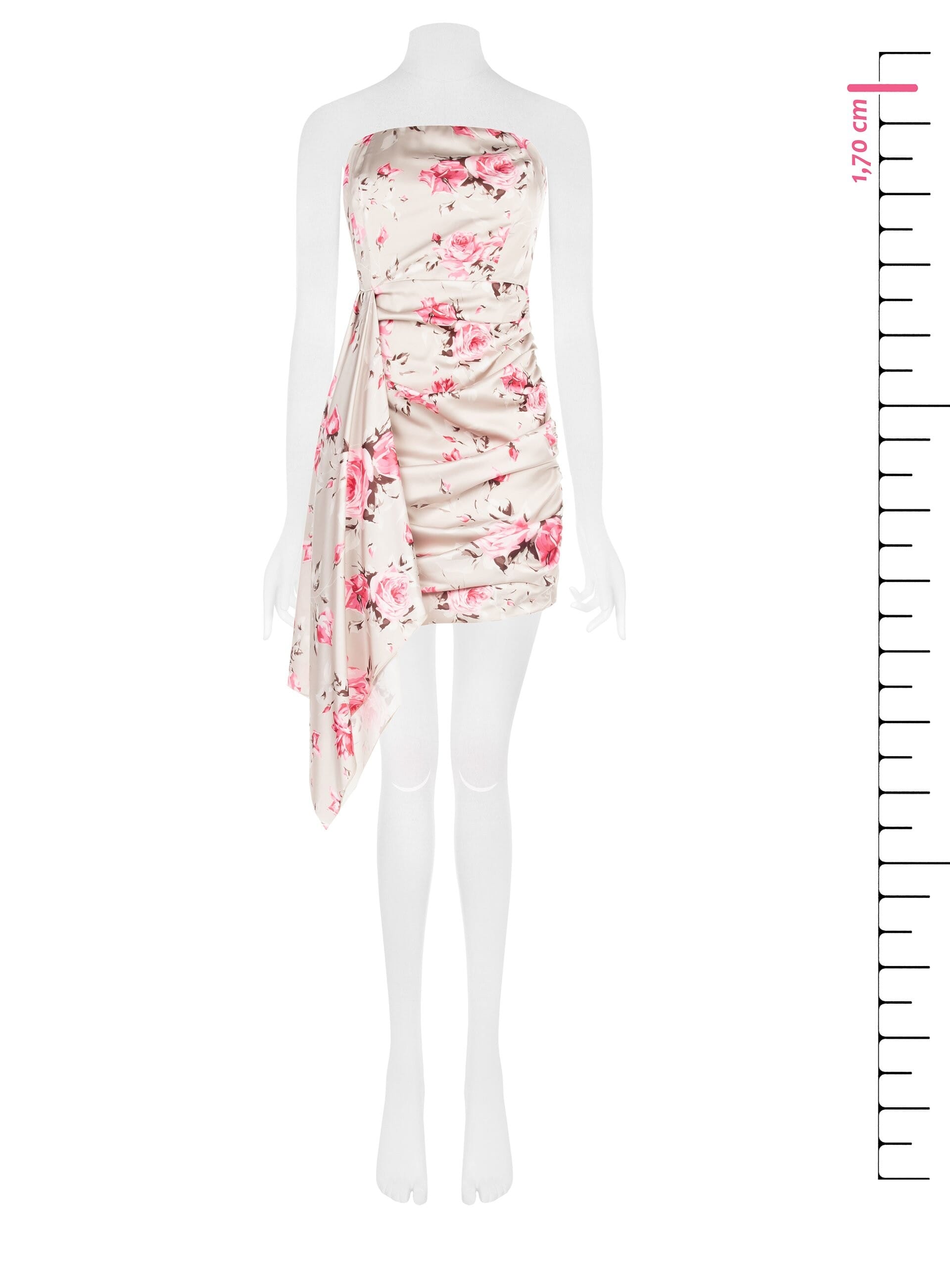 Rose Motif Short Dress With Maxi Ruffle Rinascimento