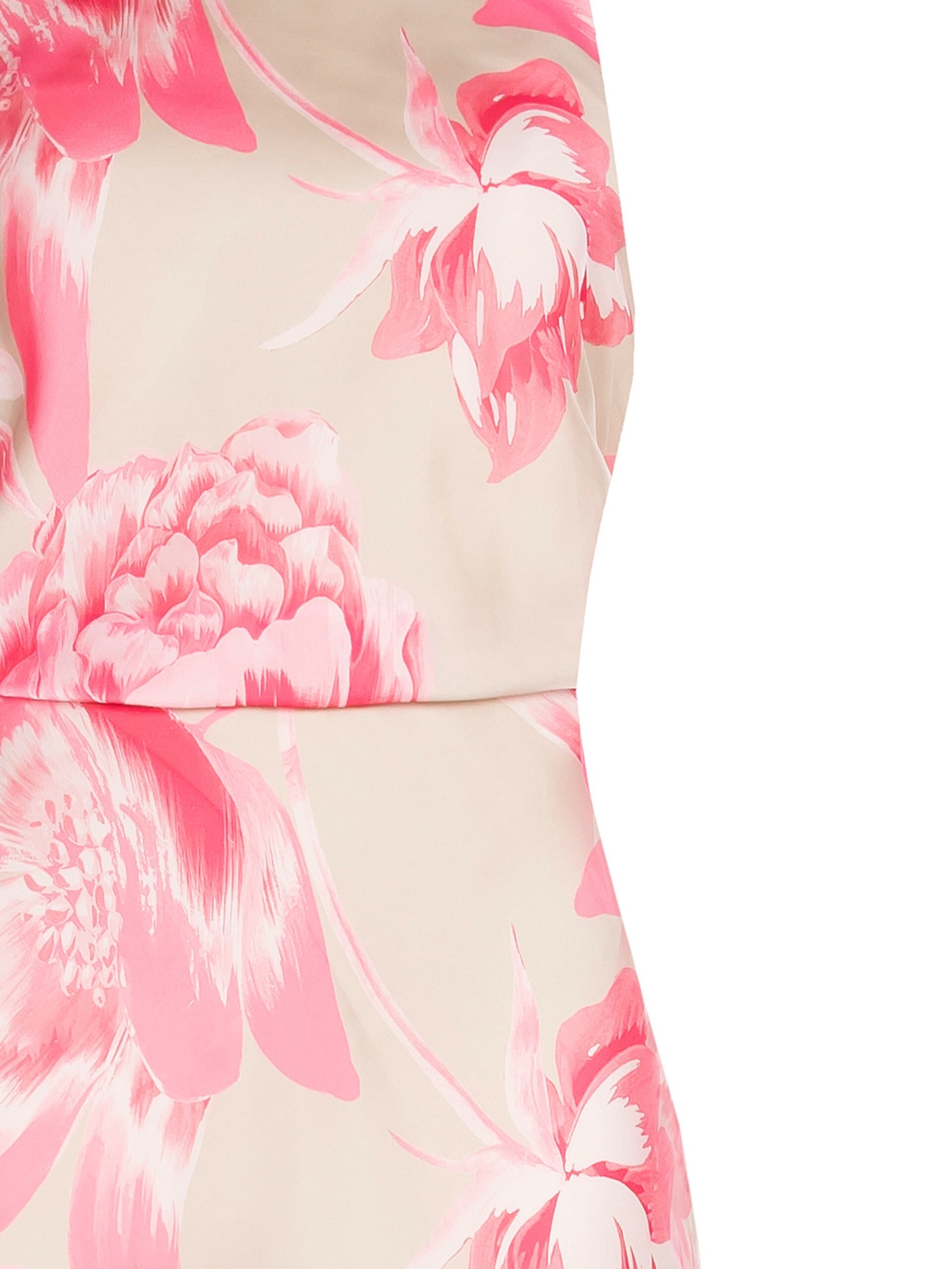 Abito Lungo Scivolato In Raso A Fiori Con Elastico In Vita Rinascimento