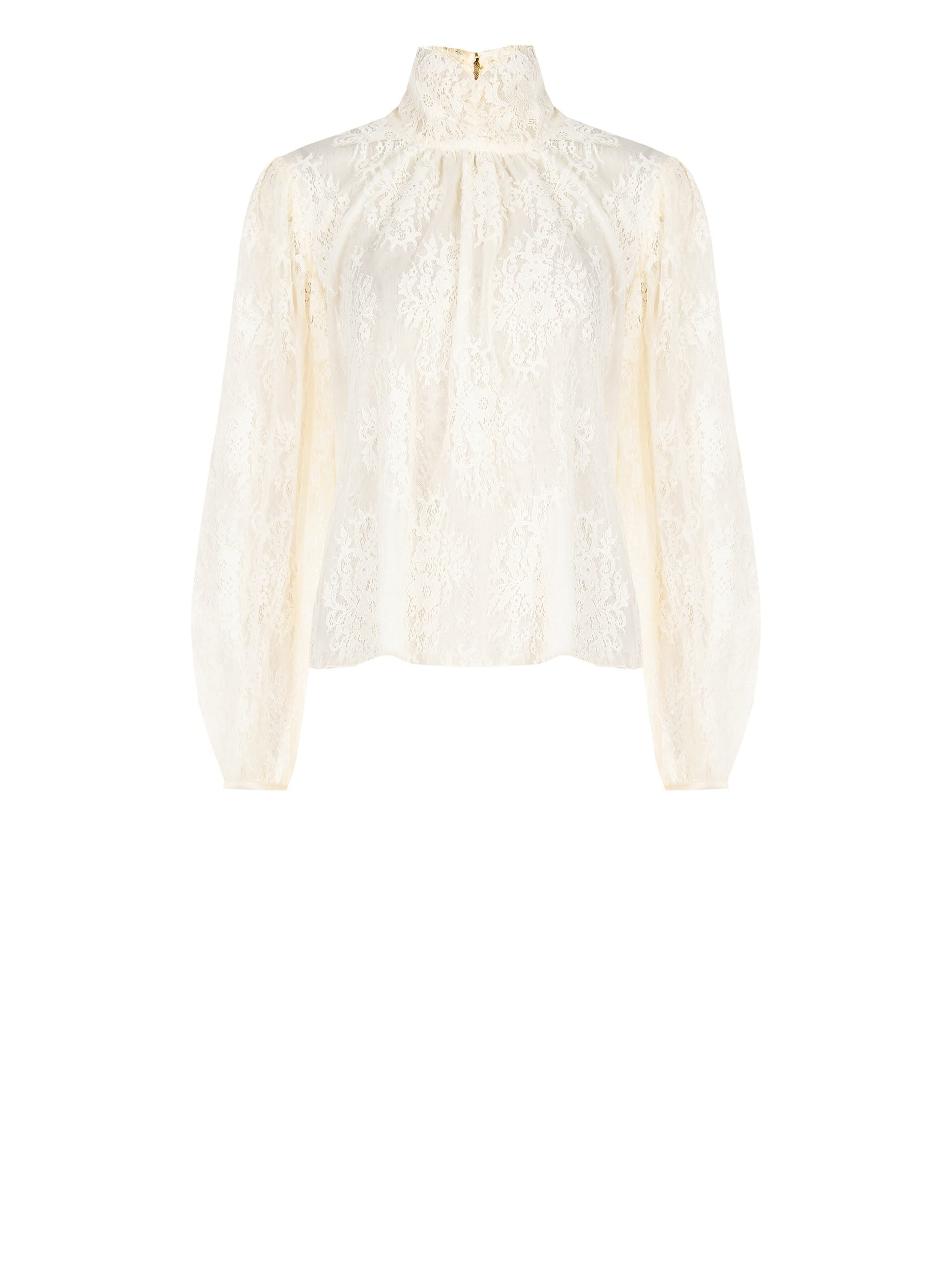 Blusa Ampia In Pizzo Con Maxi Maniche E Collo Alto Rinascimento