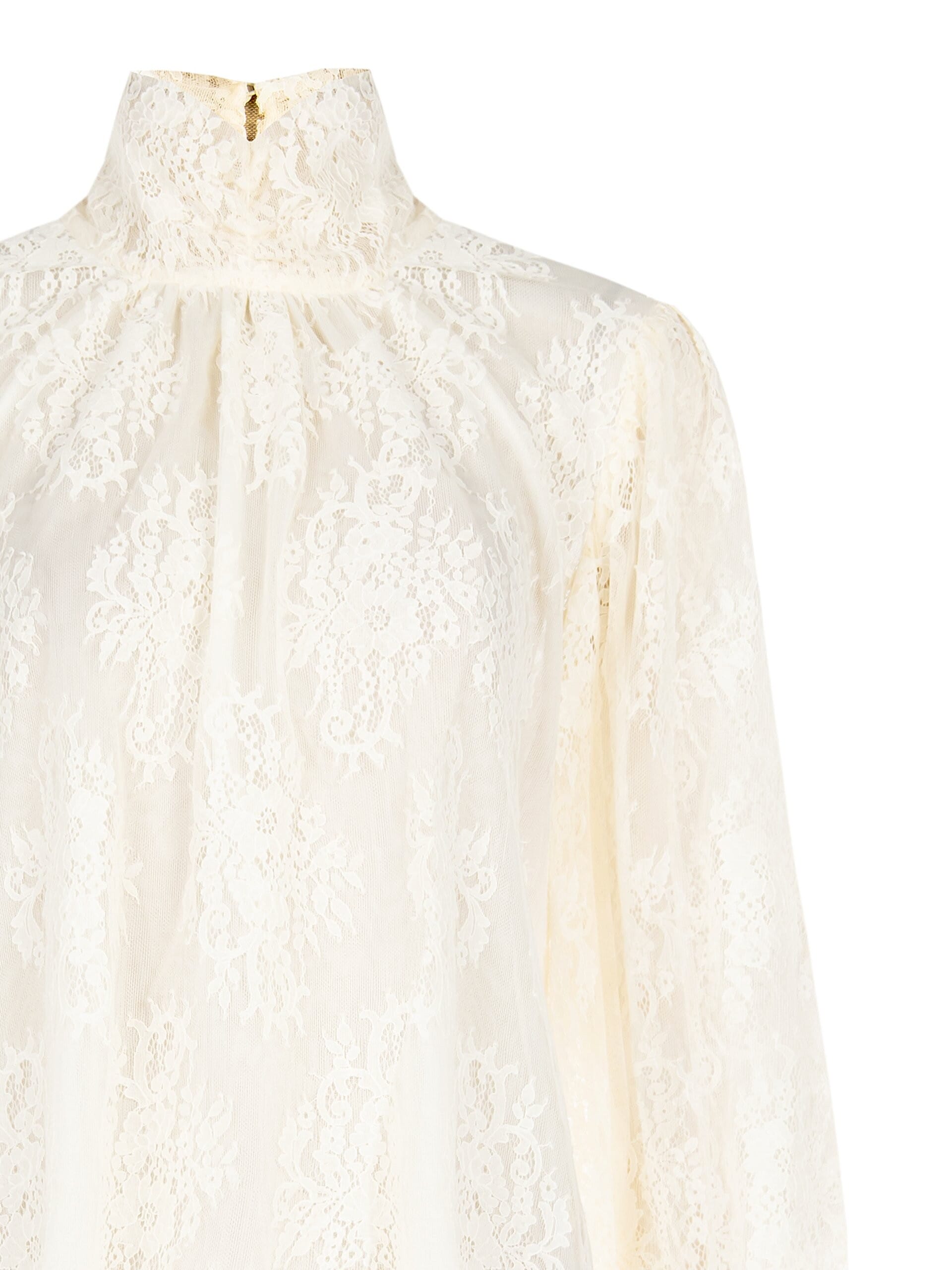 Blusa Ampia In Pizzo Con Maxi Maniche E Collo Alto Rinascimento