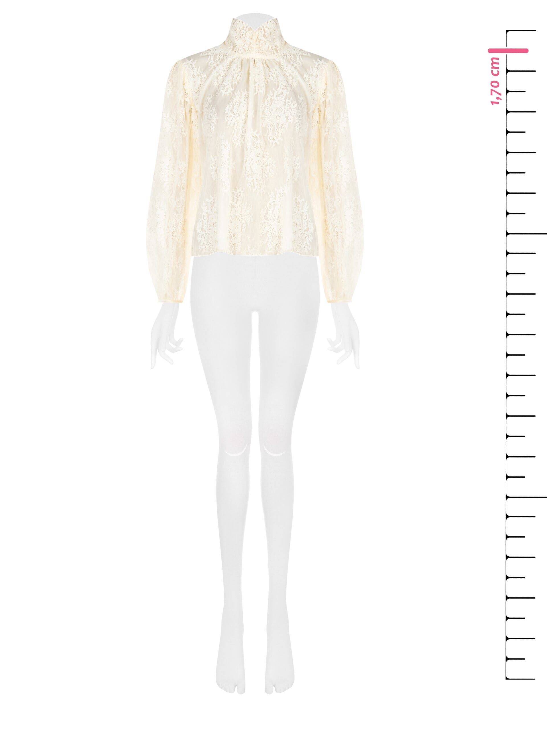 Blusa Ampia In Pizzo Con Maxi Maniche E Collo Alto Rinascimento