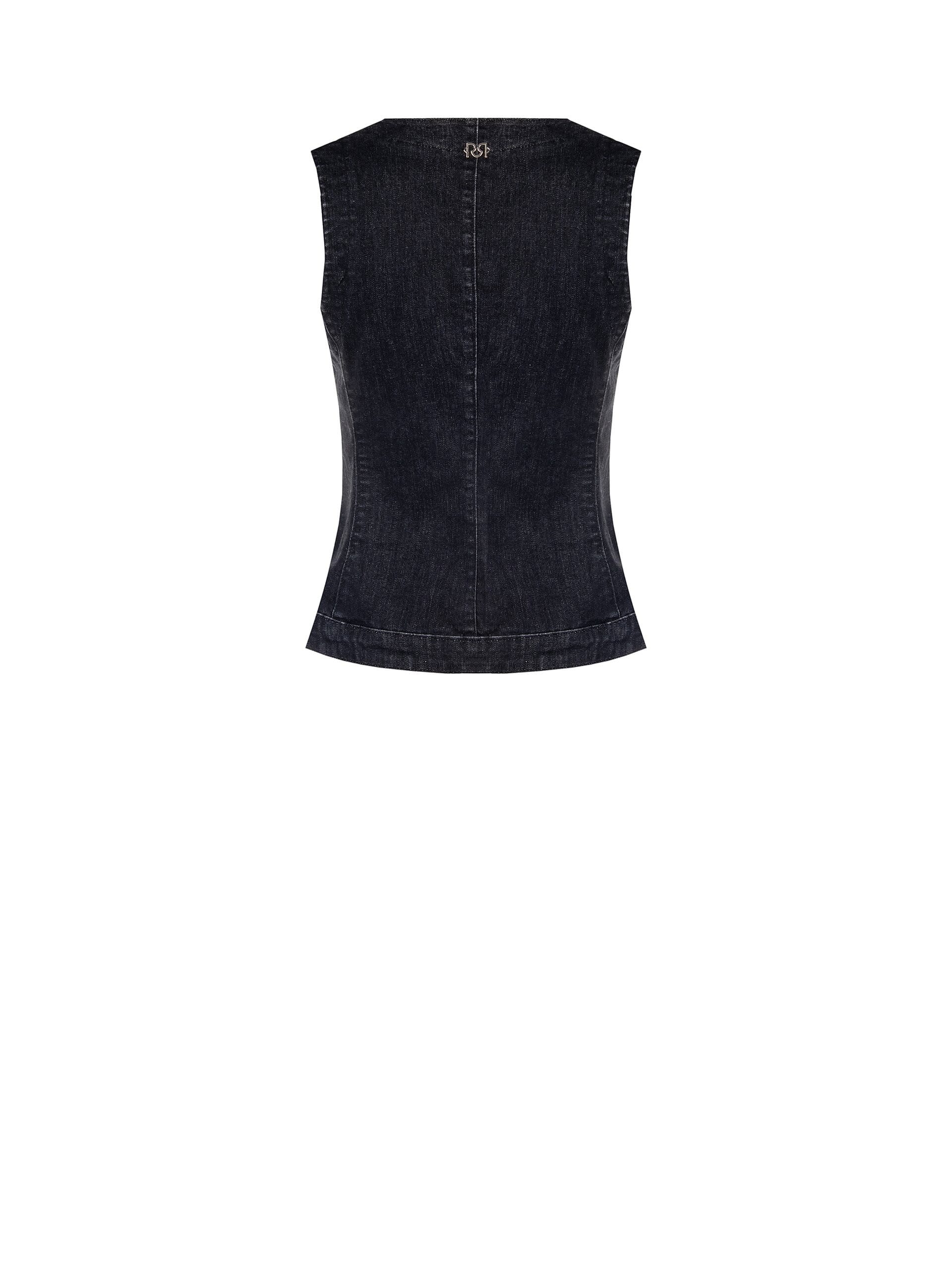 Gilet long et plissé en denim extensible Rinascimento
