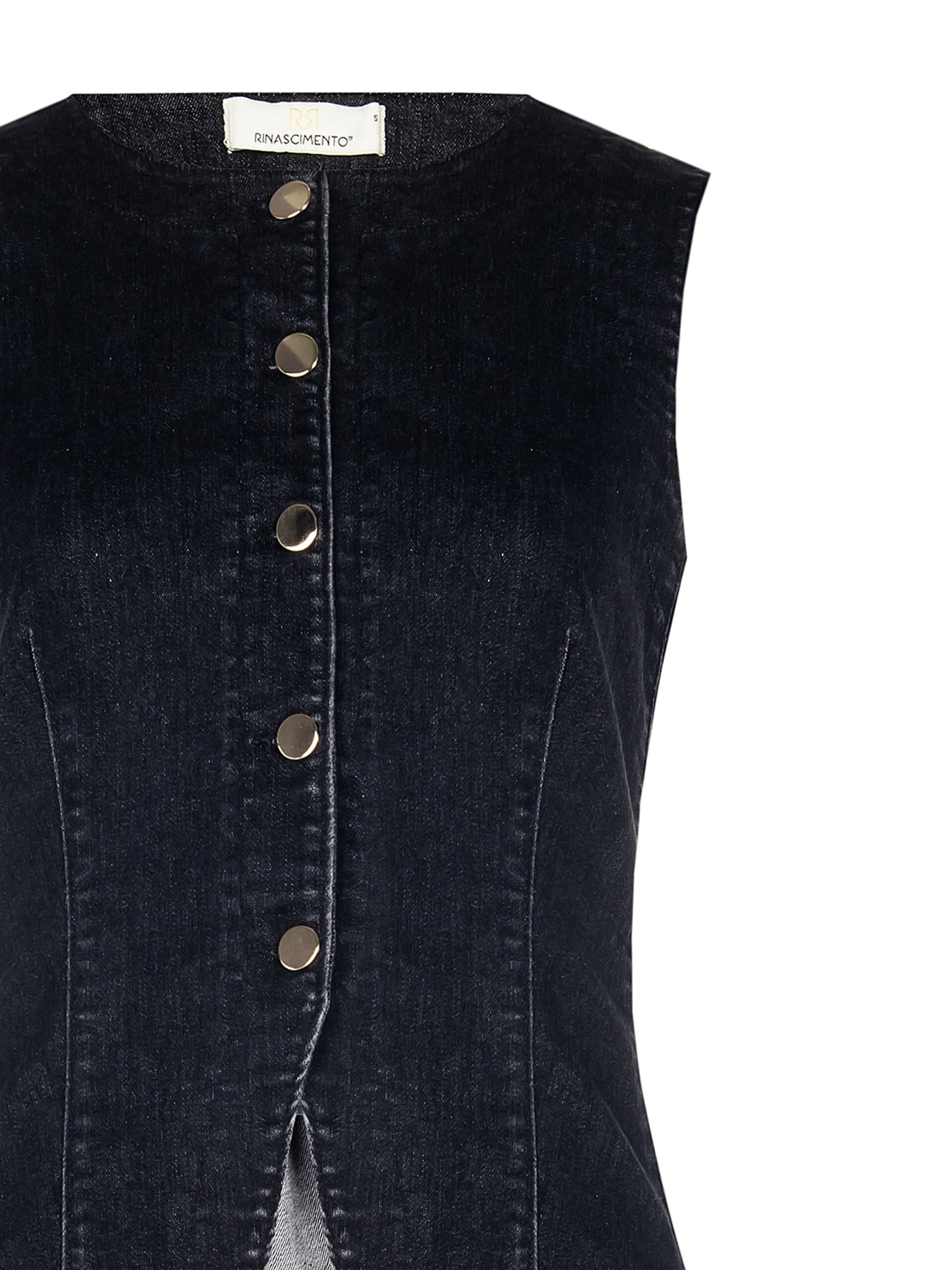 Gilet long et plissé en denim extensible Rinascimento
