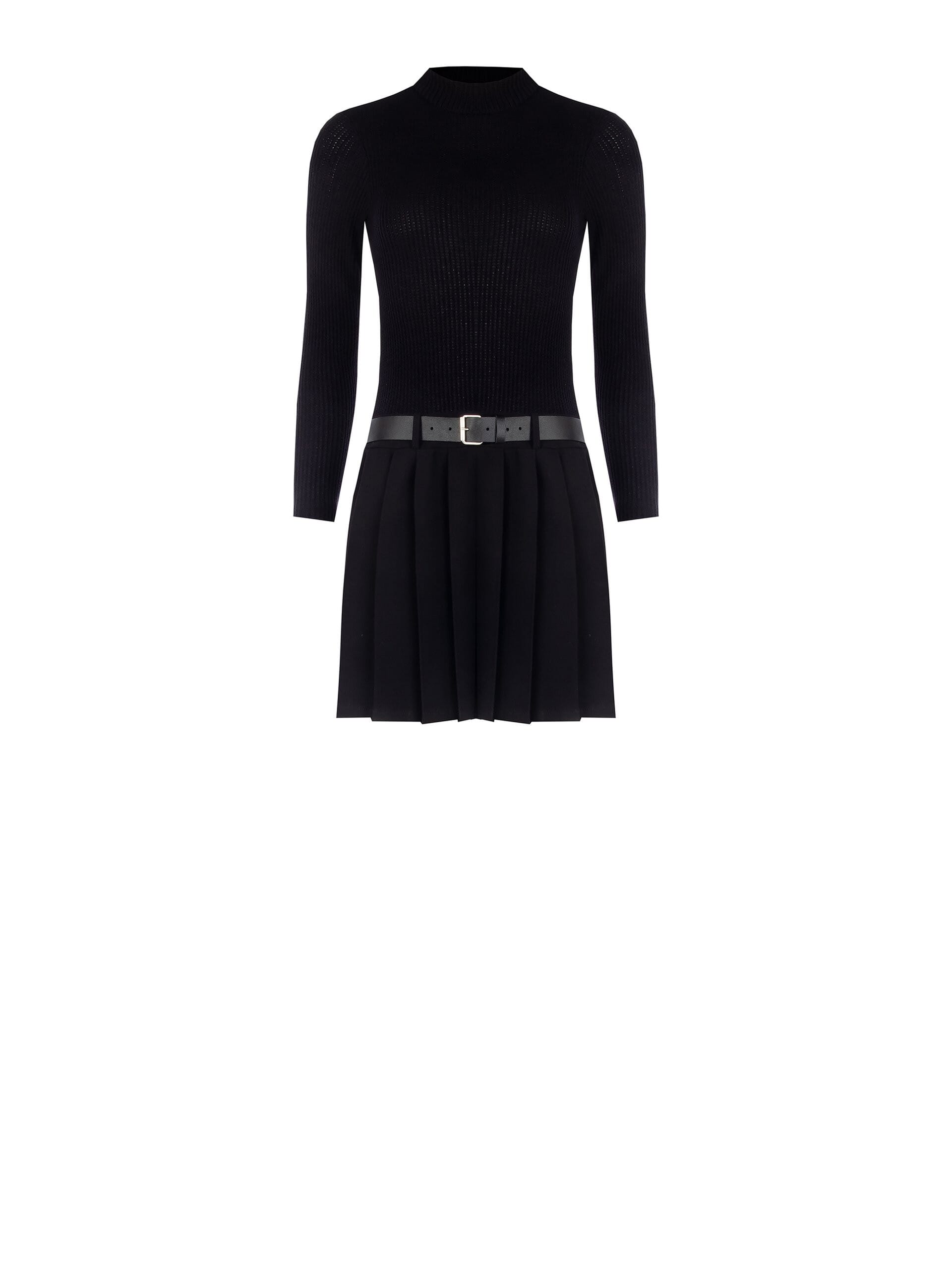 2-Piece Effect Short Dress With Matching Leatherette Belt Rinascimento