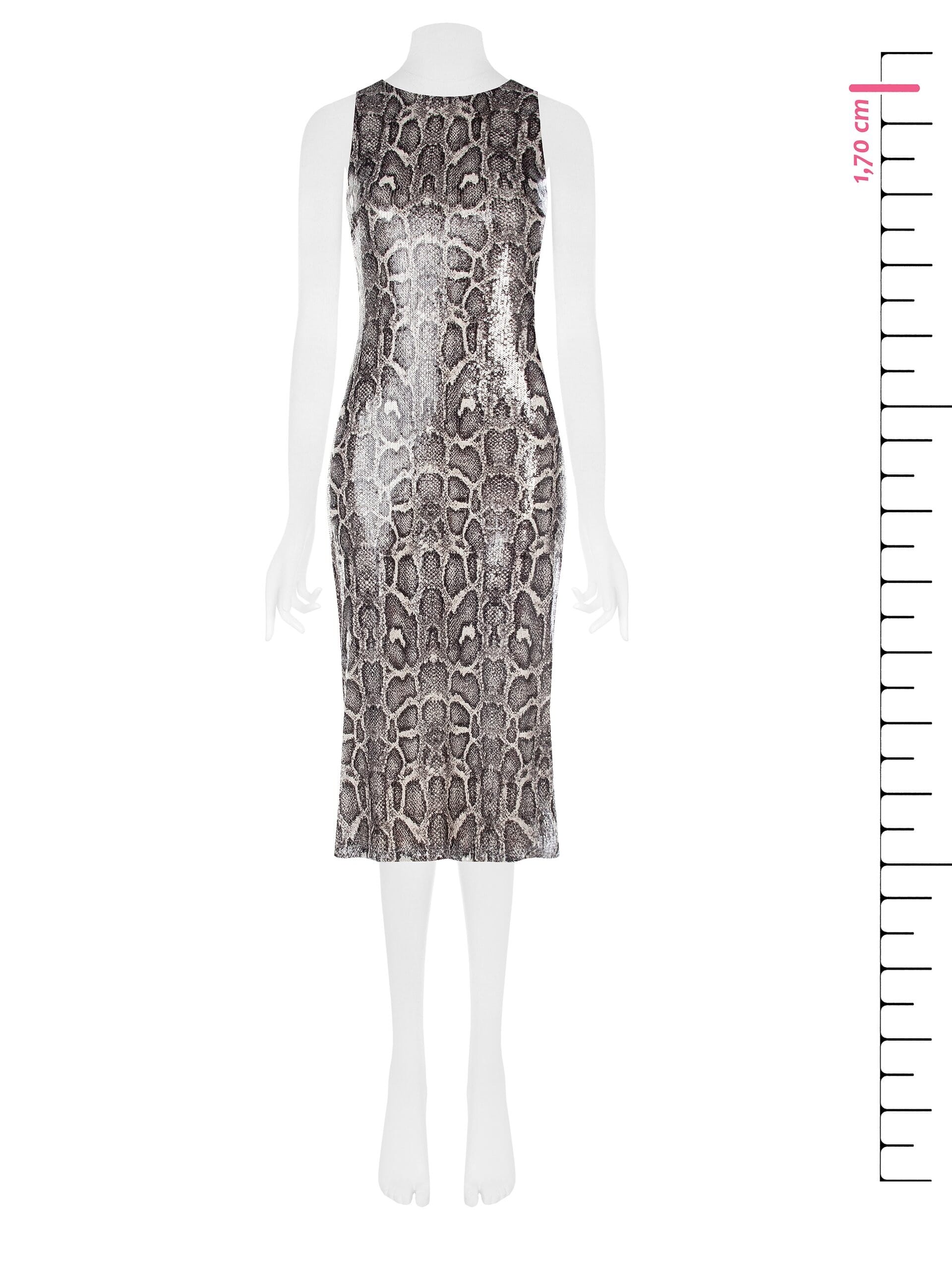 Abito Midi A Tubino Pitonato Ricoperto Di Paillettes Rinascimento