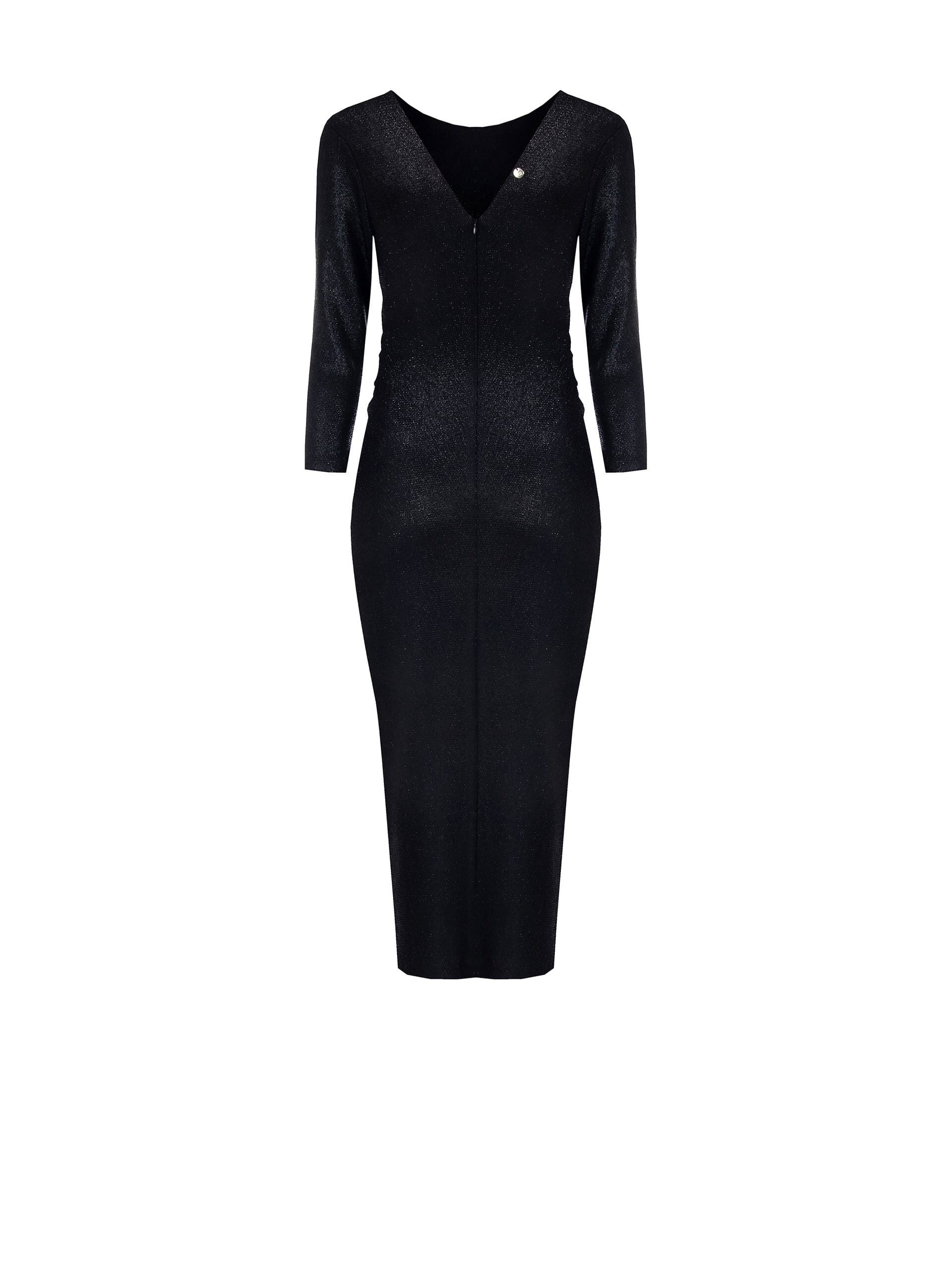 Abito Midi A Tubino In Lurex Arricciato Sui Fianchi Con Scollo A V Dietro Rinascimento