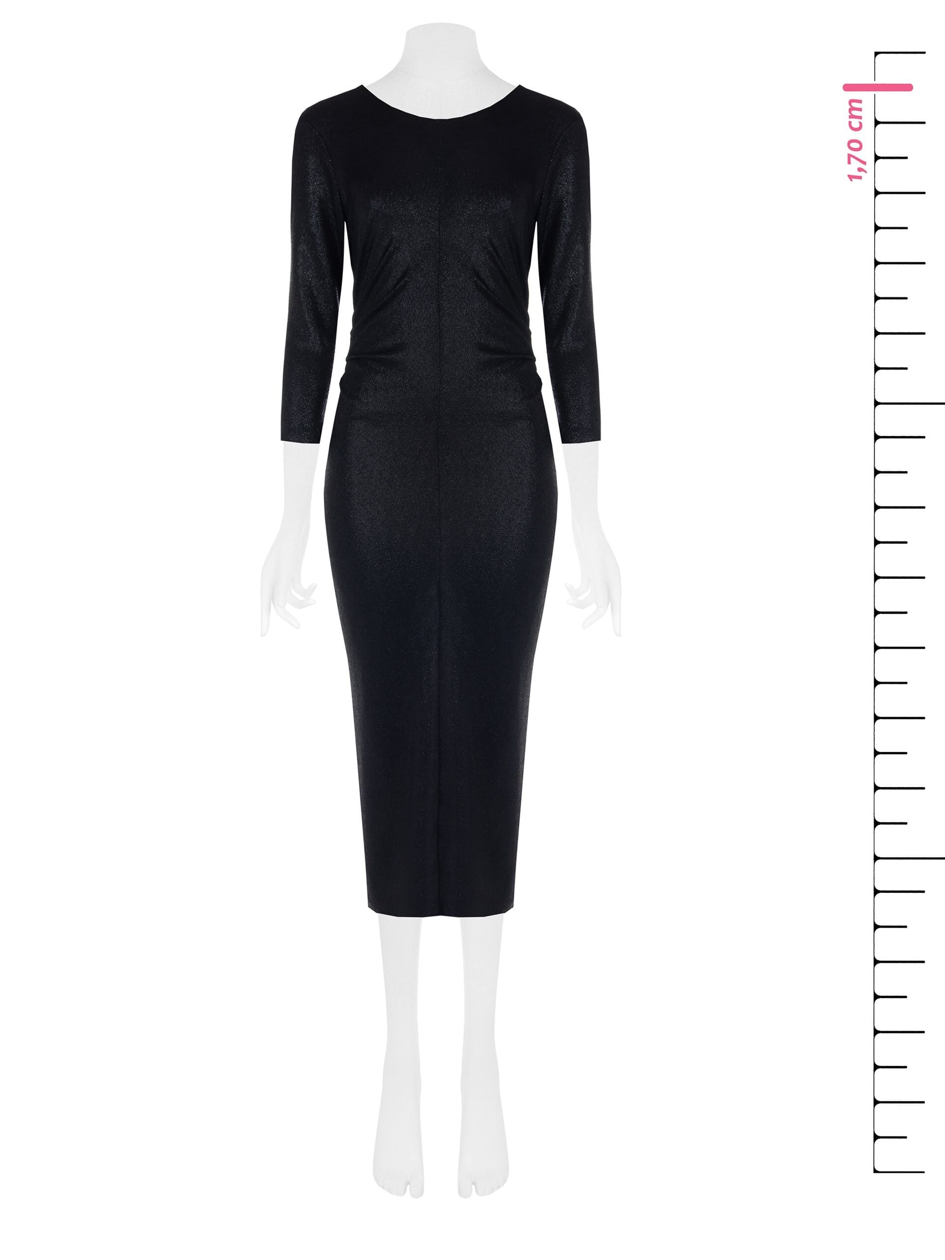 Abito Midi A Tubino In Lurex Arricciato Sui Fianchi Con Scollo A V Dietro Rinascimento