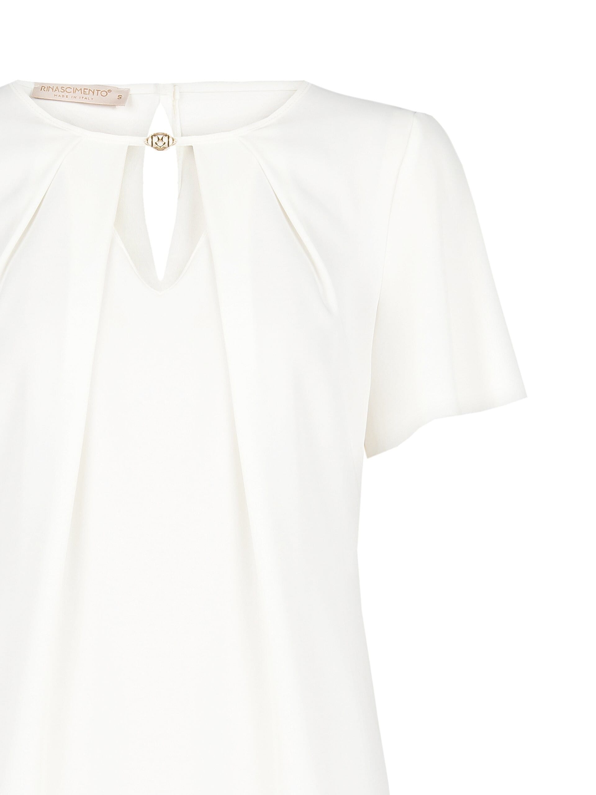 Fluid Satin Opaque Blouse With Logo Tag And Drop Cut-Out Rinascimento