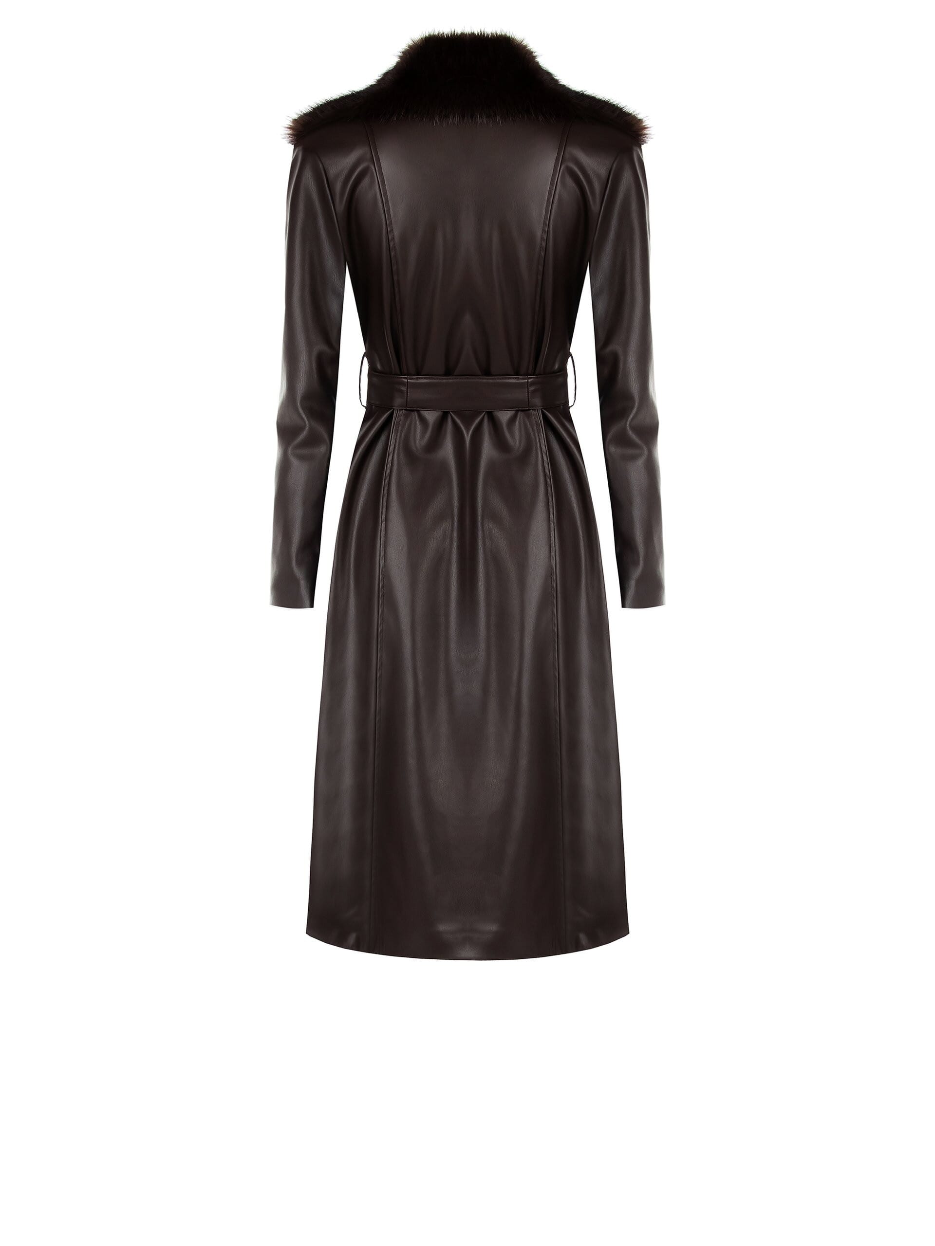 Manteau long en simili-cuir avec fourrure synthétique amovible Rinascimento