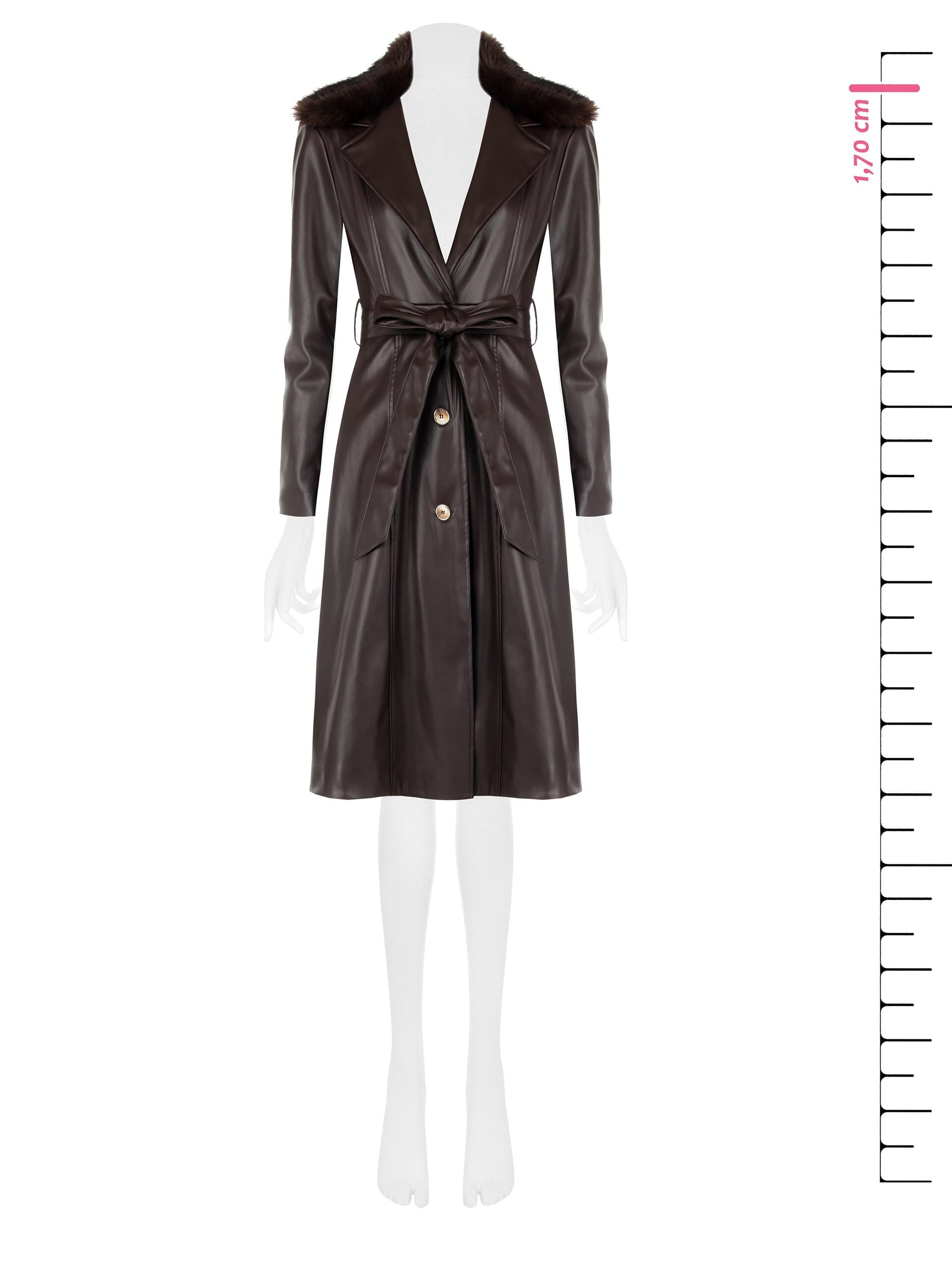 Manteau long en simili-cuir avec fourrure synthétique amovible Rinascimento