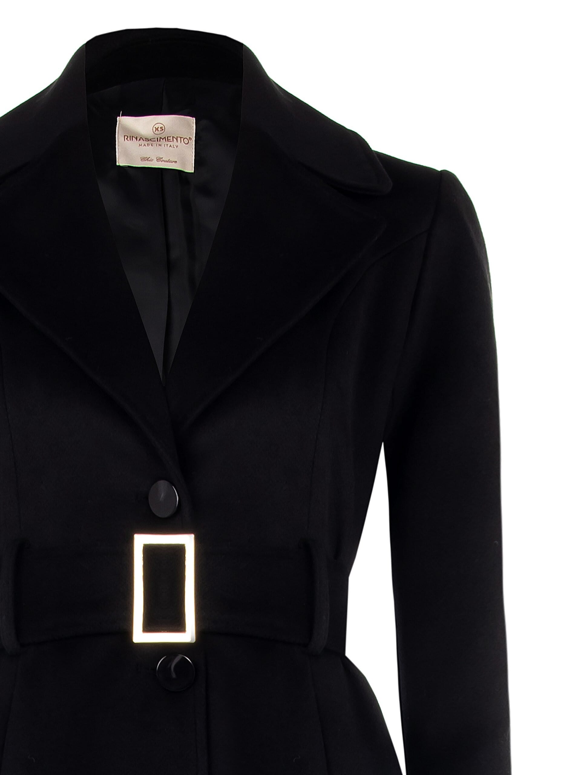 Long Velour Coat With Coordinated Belt And Synthetic Fur Detail Rinascimento