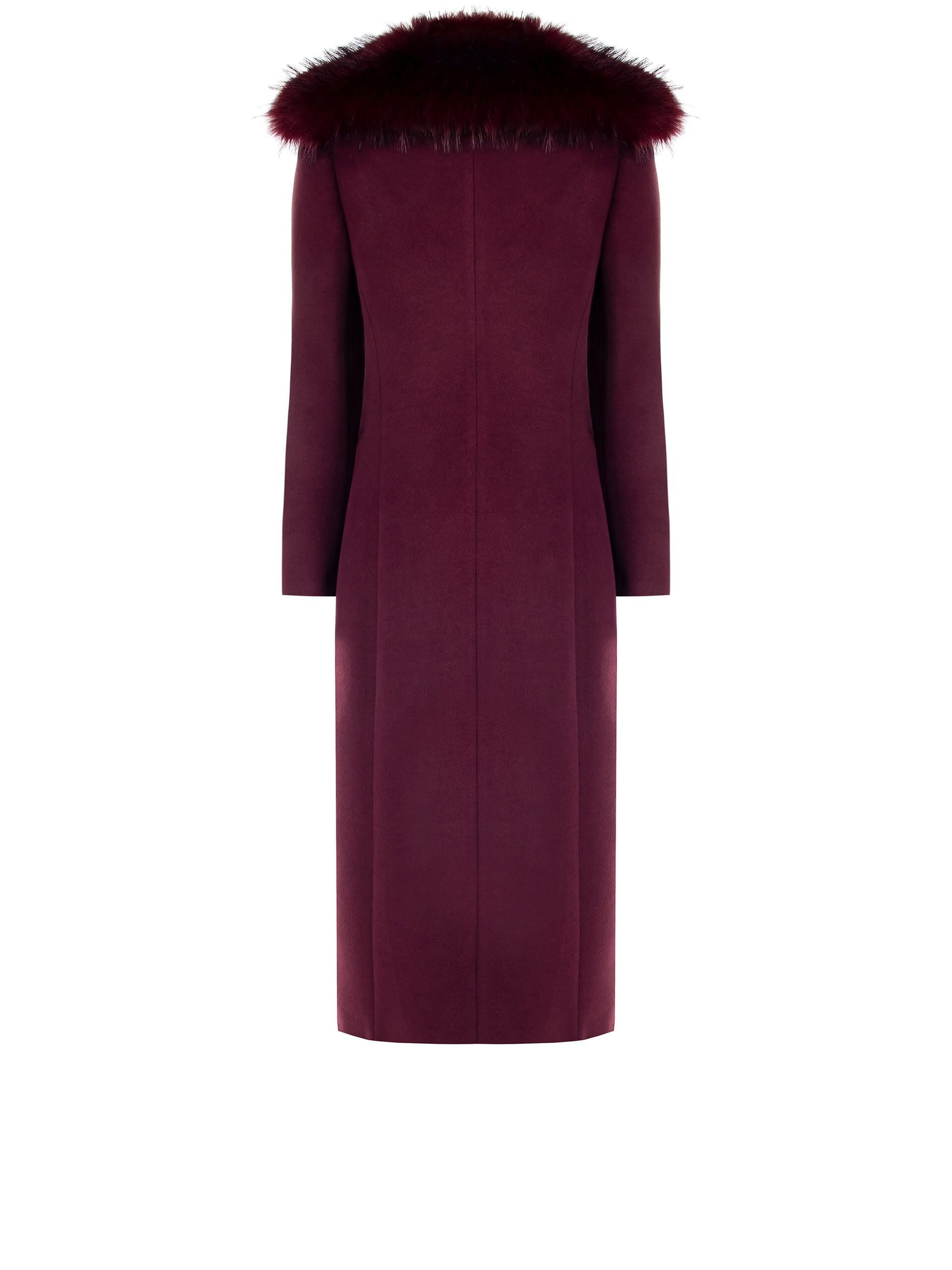 Rinascimento Removable Synthetic Fur Collar Long Folded Coat