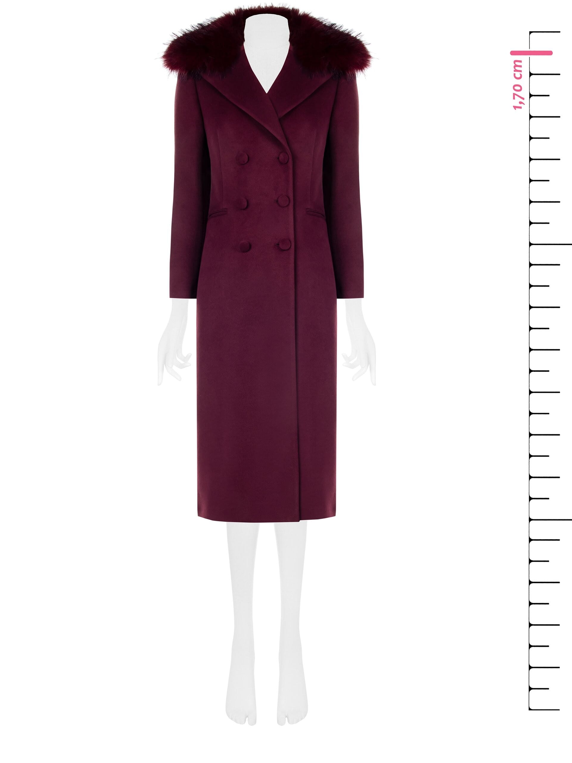 Rinascimento Removable Synthetic Fur Collar Long Folded Coat