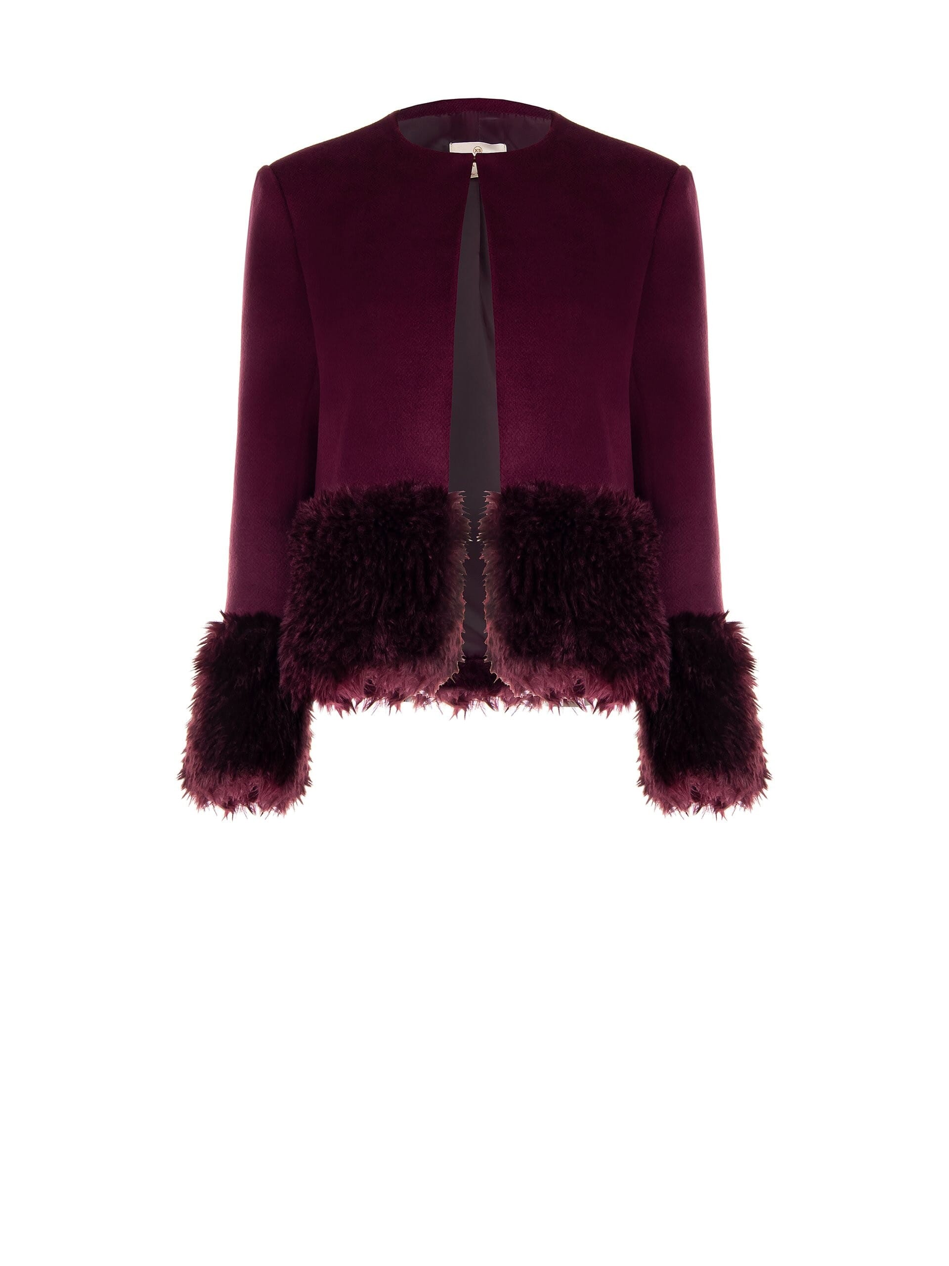 Manteau court avec ourlets et poignets en fourrure synthétique Rinascimento