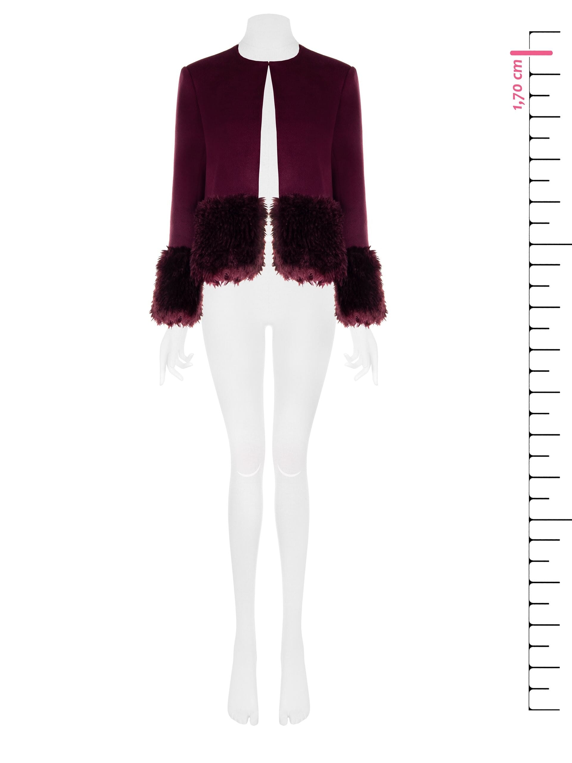 Manteau court avec ourlets et poignets en fourrure synthétique Rinascimento
