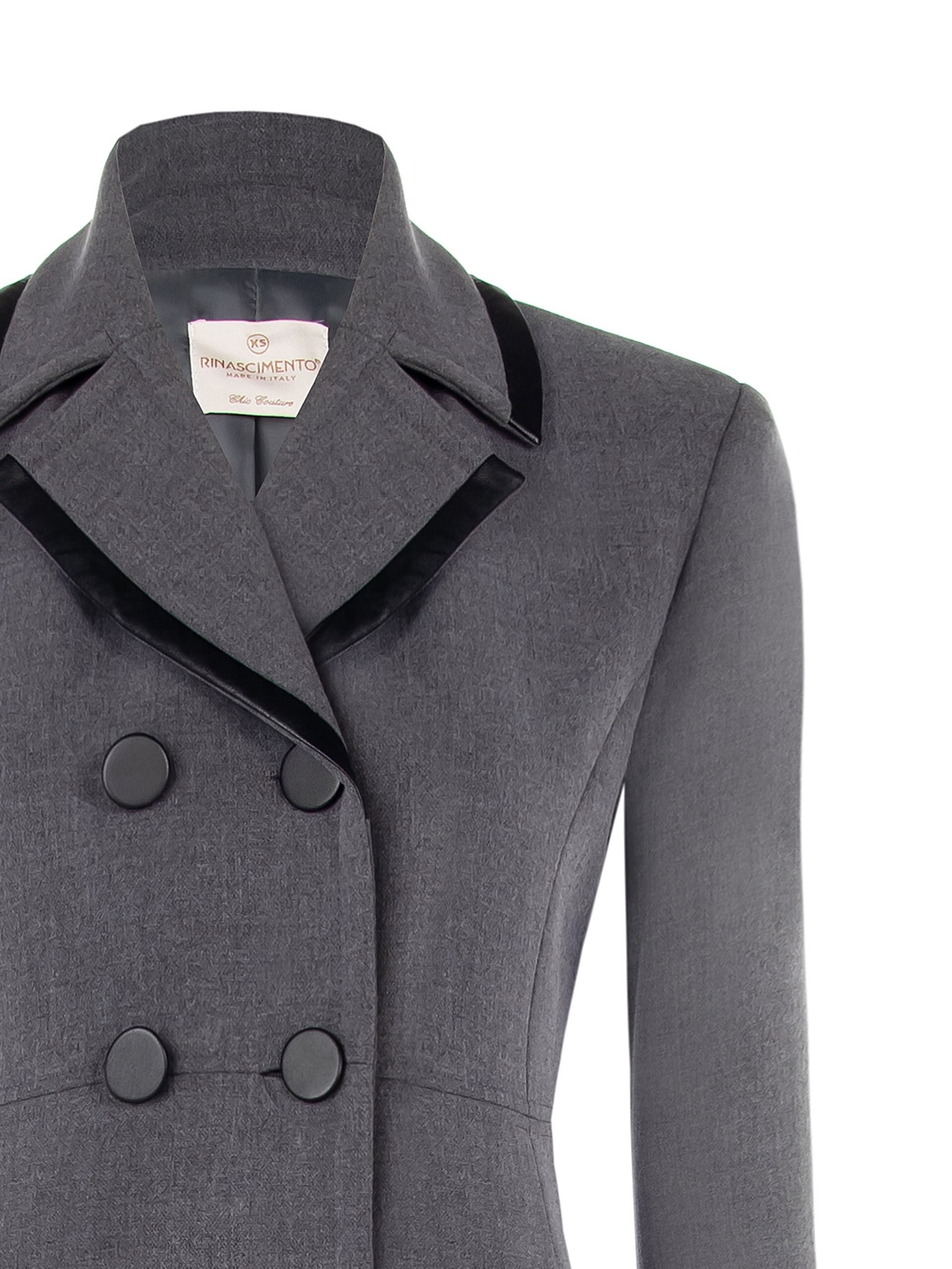 Rinascimento Manteau long plissé avec revers et boutons en similicuir
