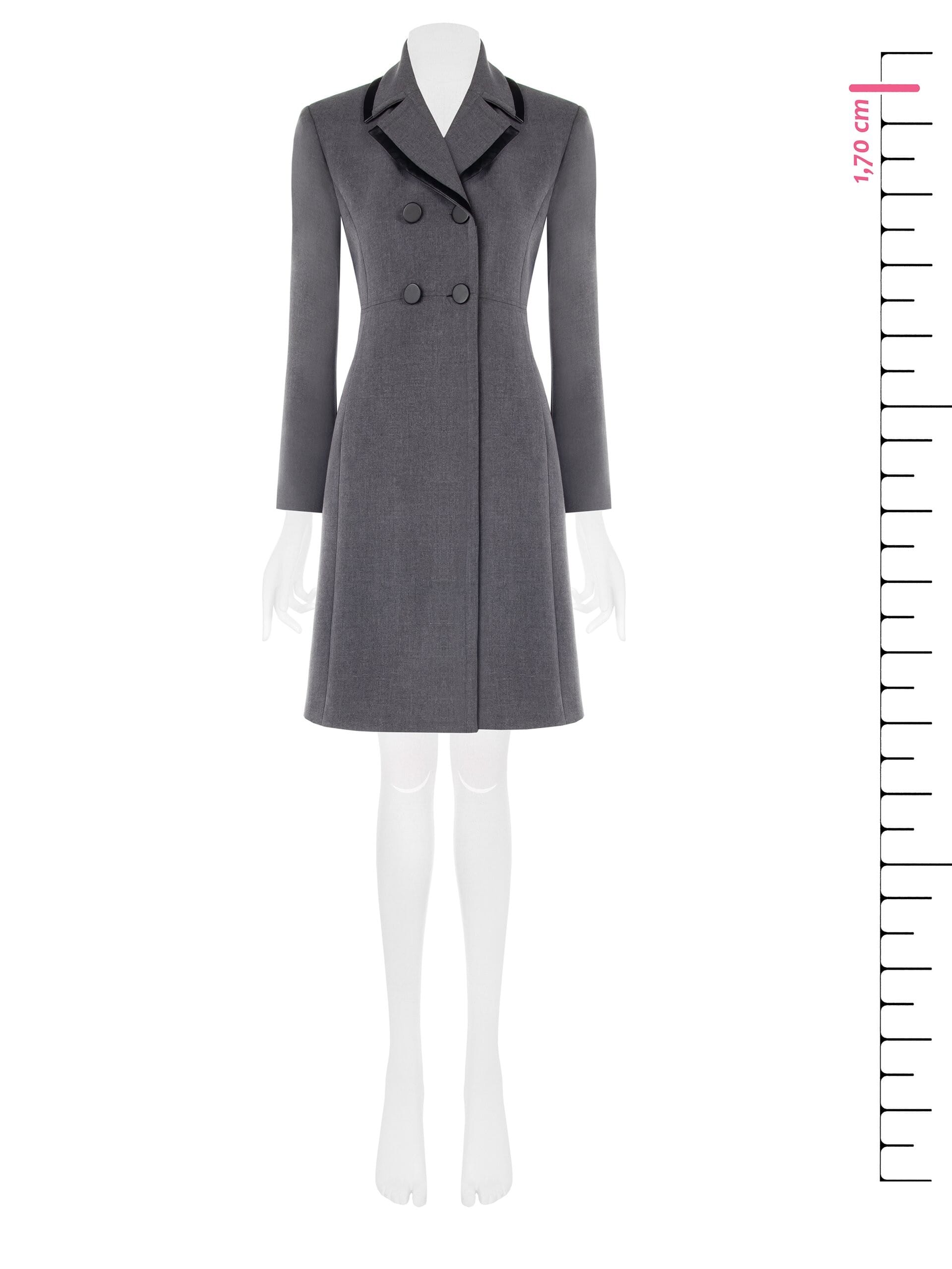 Rinascimento Manteau long plissé avec revers et boutons en similicuir