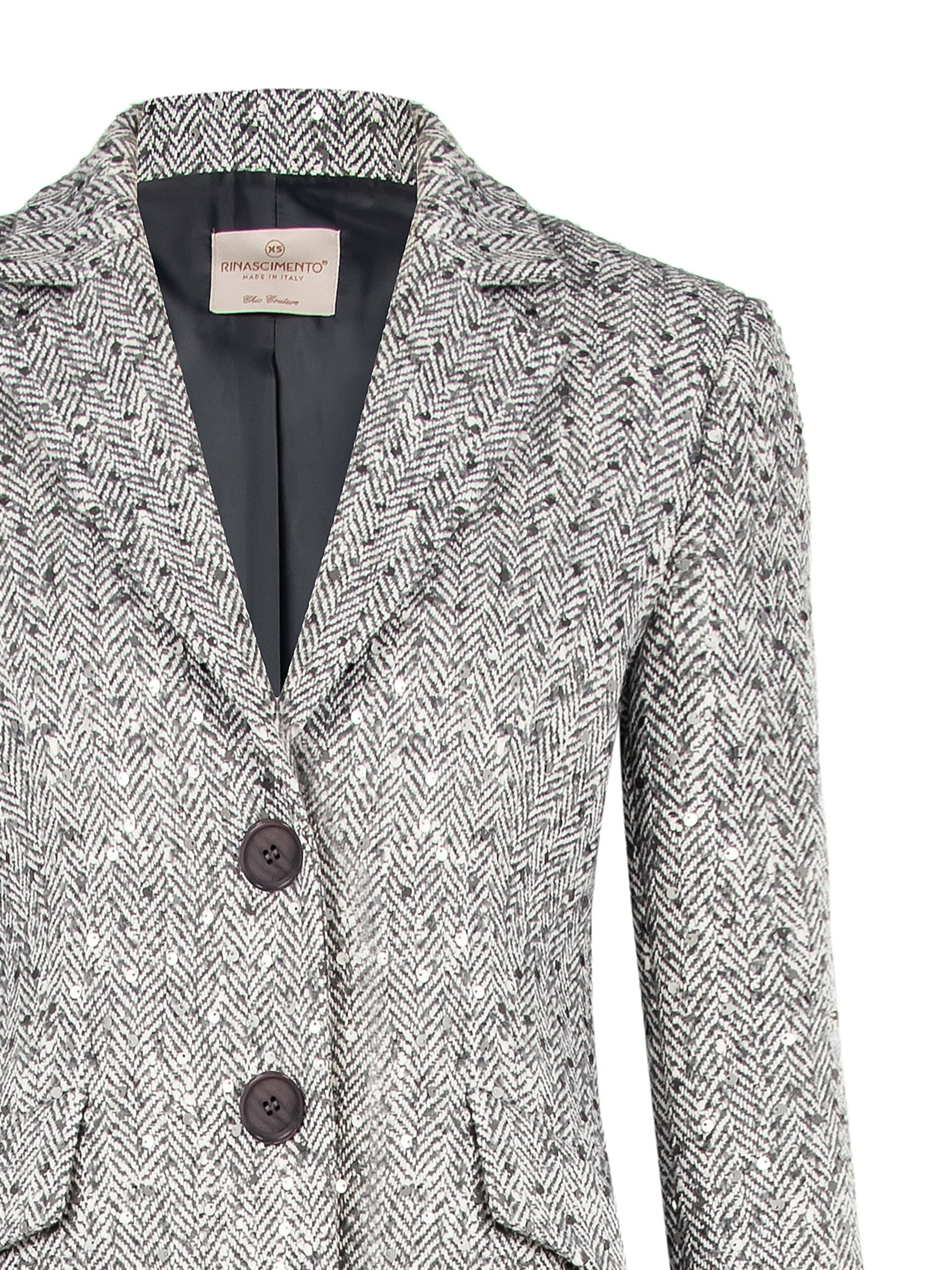 Rinascimento Sequin Fishbone Medium Length Coat