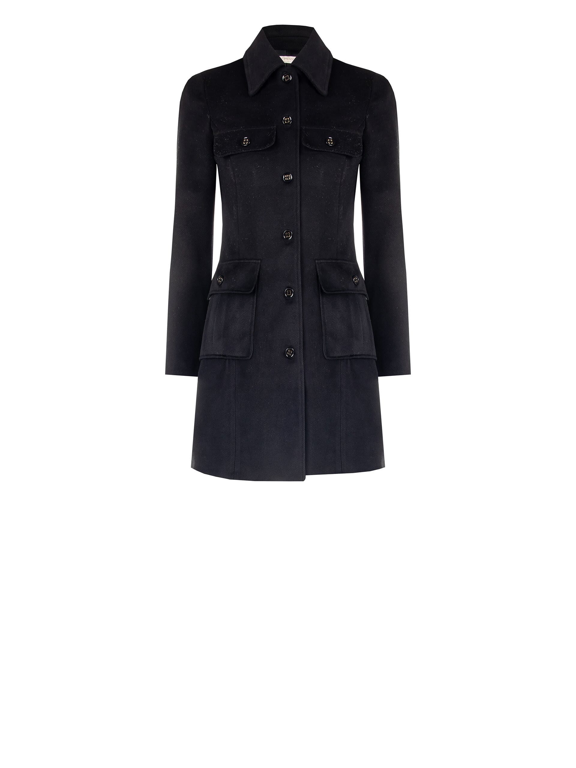 Medium Velour Coat With Maxi Outer Pockets Rinascimento